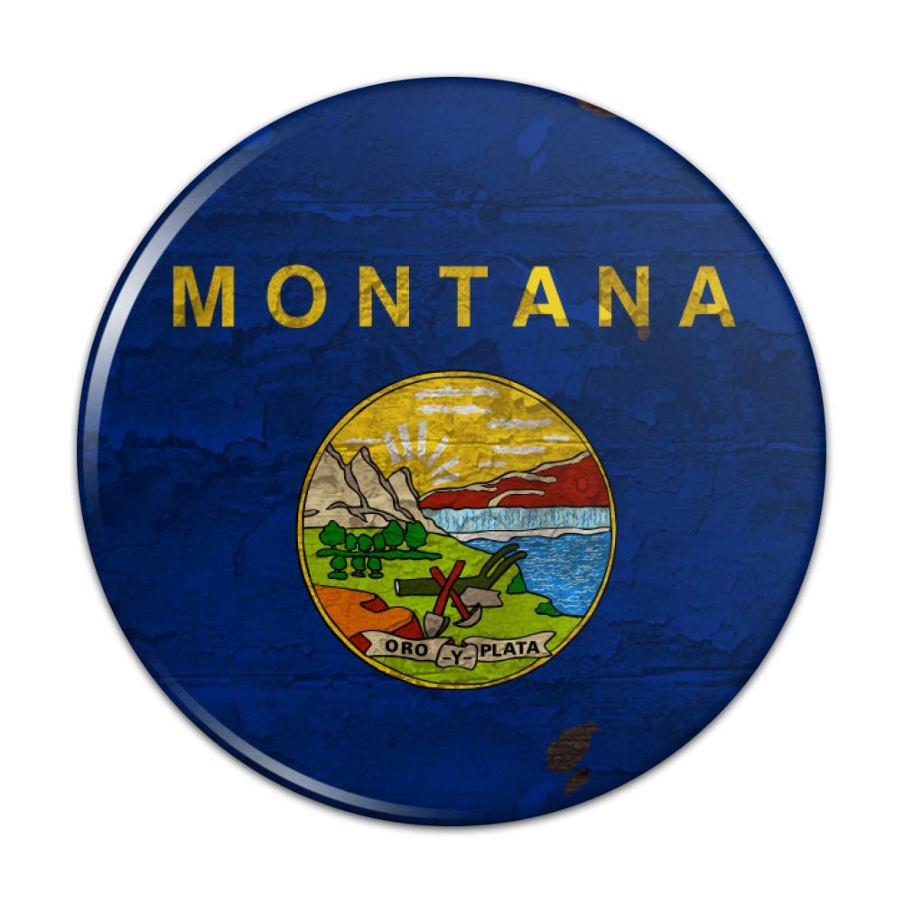 Vintage Rustic Montana State Flag Distressed Pinback Button - 1 Inch USA Patriotic Badge for Hats, Jackets & Backpacks | Western Style Accessories for Travel, Camping & Outdoor Adventures
