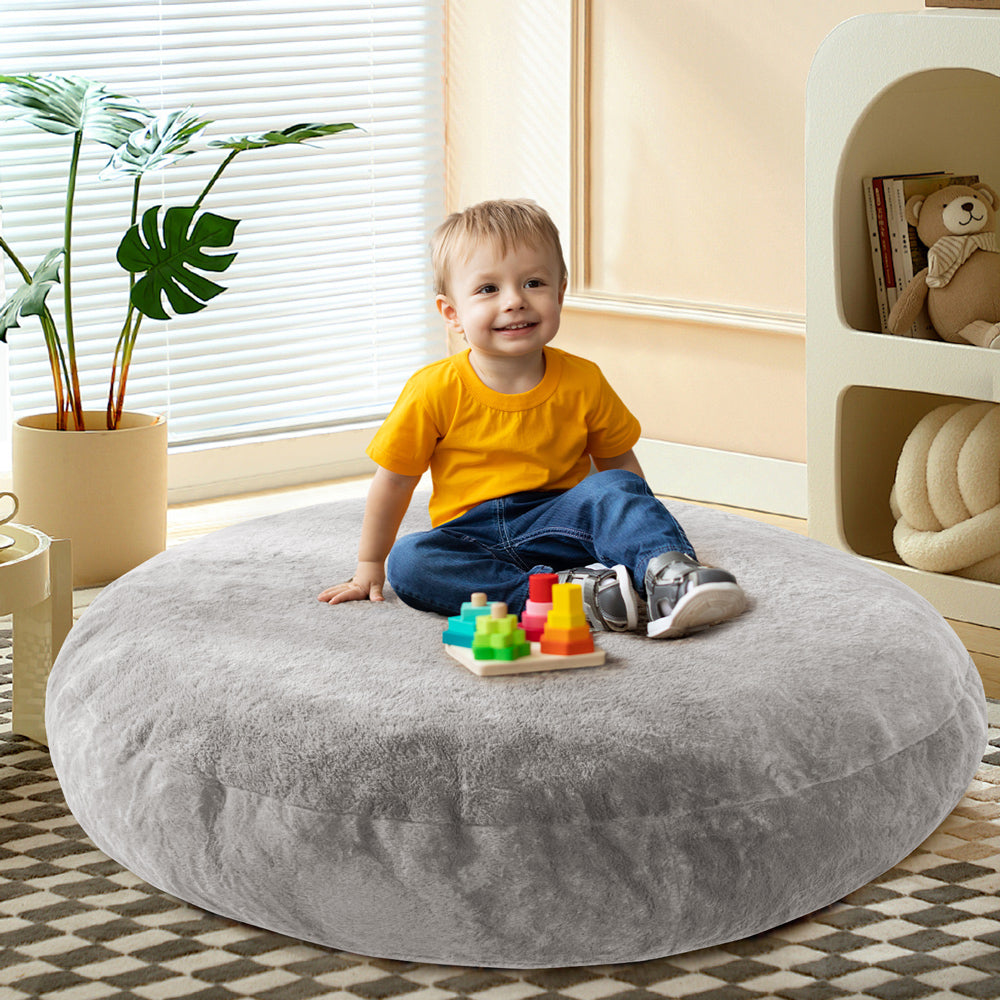 MAXYOYO 2-in-1 Kids Bean Bag Chair with Removable Floor Pillow - Soft Grey Comfy Seating for Boys & Girls - Perfect for Playroom, Bedroom or Reading Nook