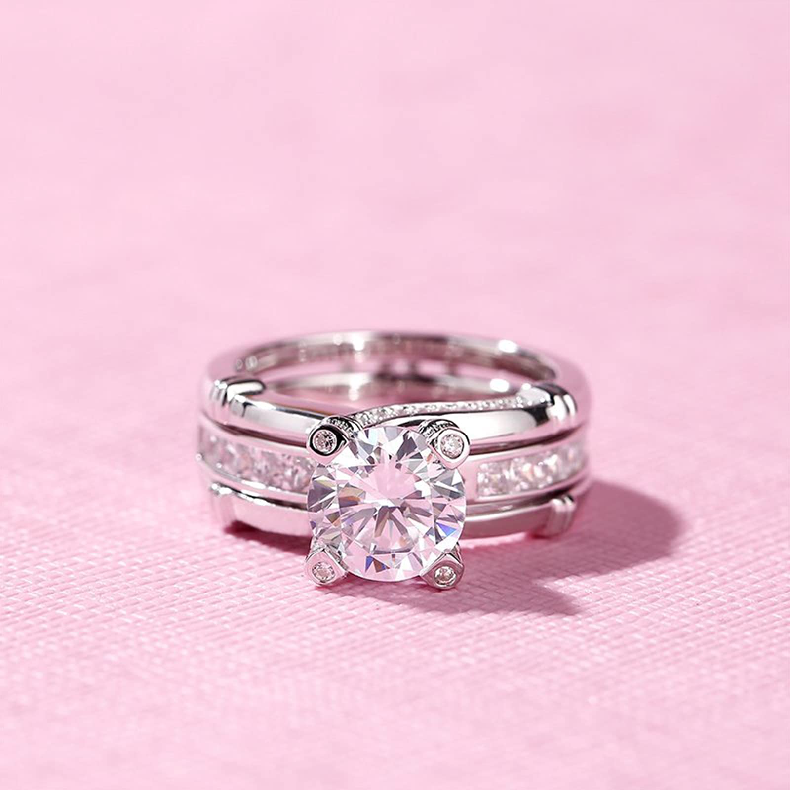 Jeulia Diamond Band Rings for Women - Sterling Silver CZ Interchangeable Ring Sets | Wedding, Engagement, Anniversary, Promise, Bridal Jewelry Gifts | Perfect for Proposals, Bridal Parties & Special Occasions