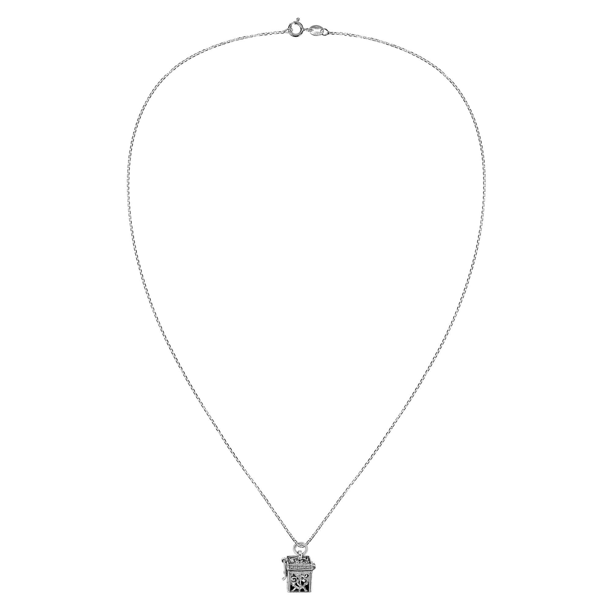 AeraVida .925 Sterling Silver Prayer Box Necklace with Royal Crown Accent - Elegant Keepsake Pendant for Women - Religious Jewelry for Daily Wear & Special Occasions