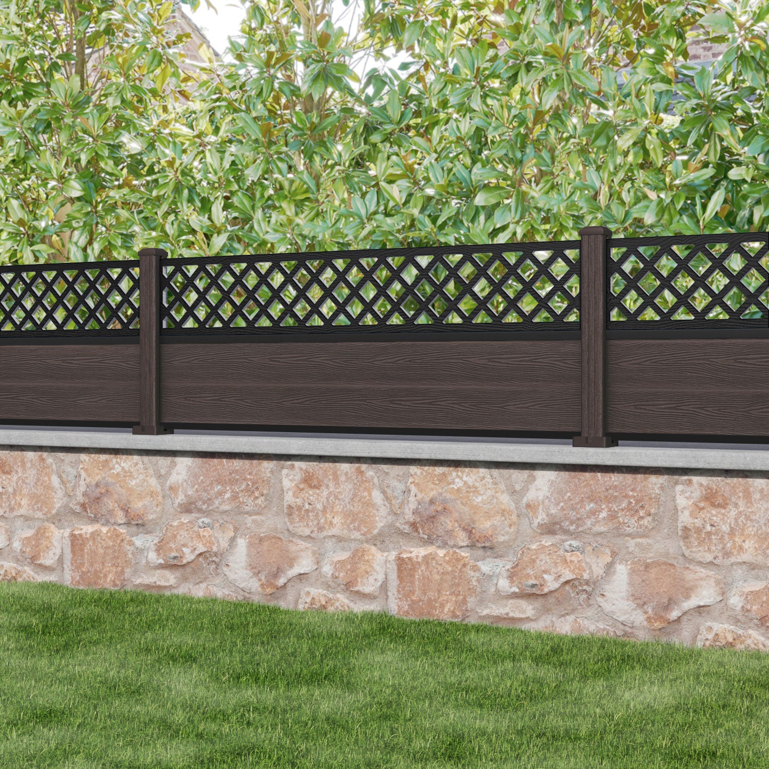Classic Composite Hive Fence Panel - Mid Brown Wood Grain Finish | Durable & Weather-Resistant | Perfect for Backyard Privacy, Garden Borders & Pool Fencing