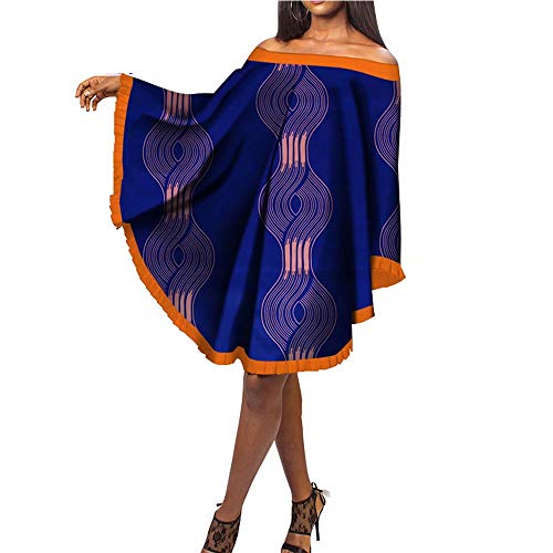 Stylish Women's Off Shoulder African Ankara Poncho Dress - Summer Ruffle Mini Dress for Beach, Vacation & Party Wear