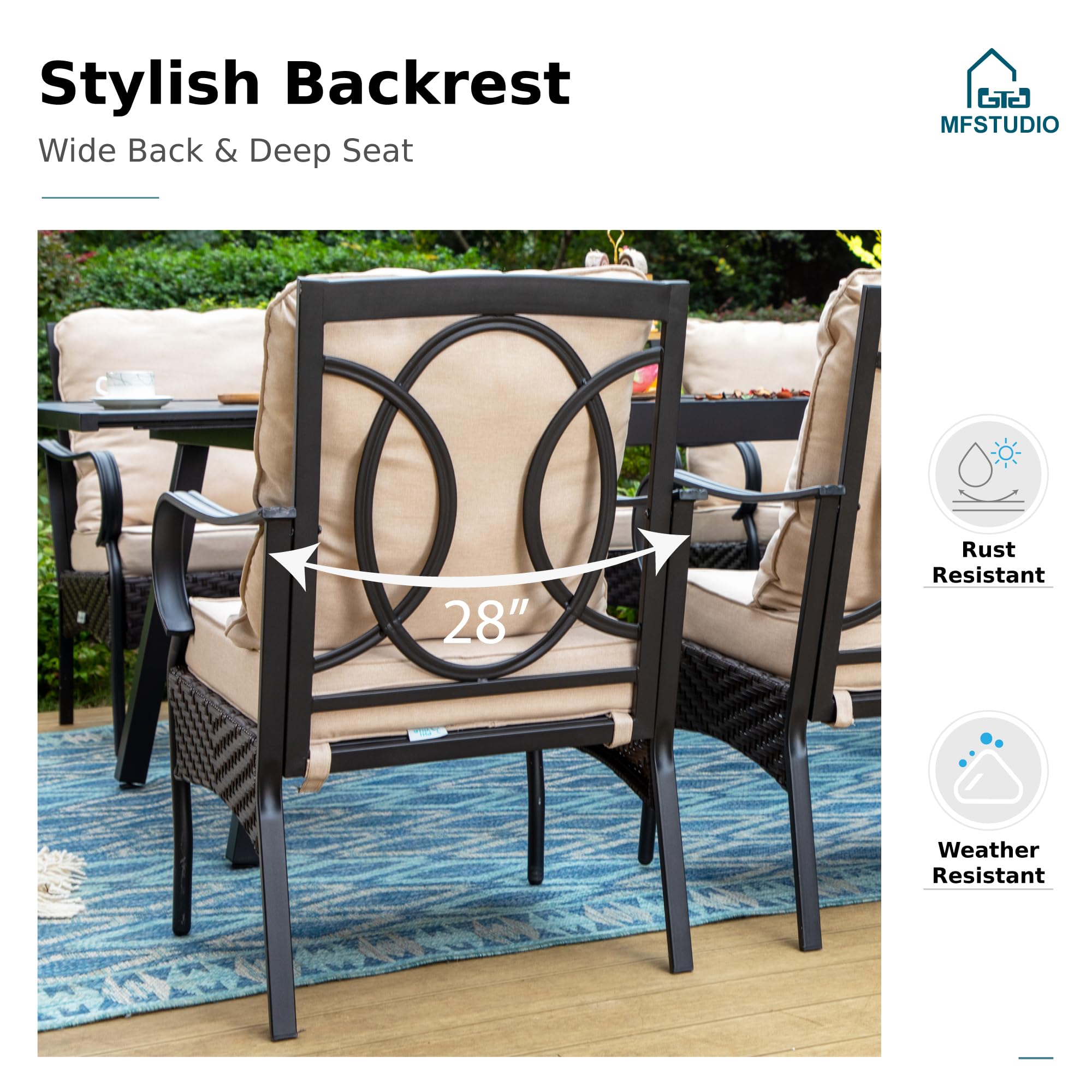 MFSTUDIO 5-Piece Outdoor Patio Dining Set for 4 - 37