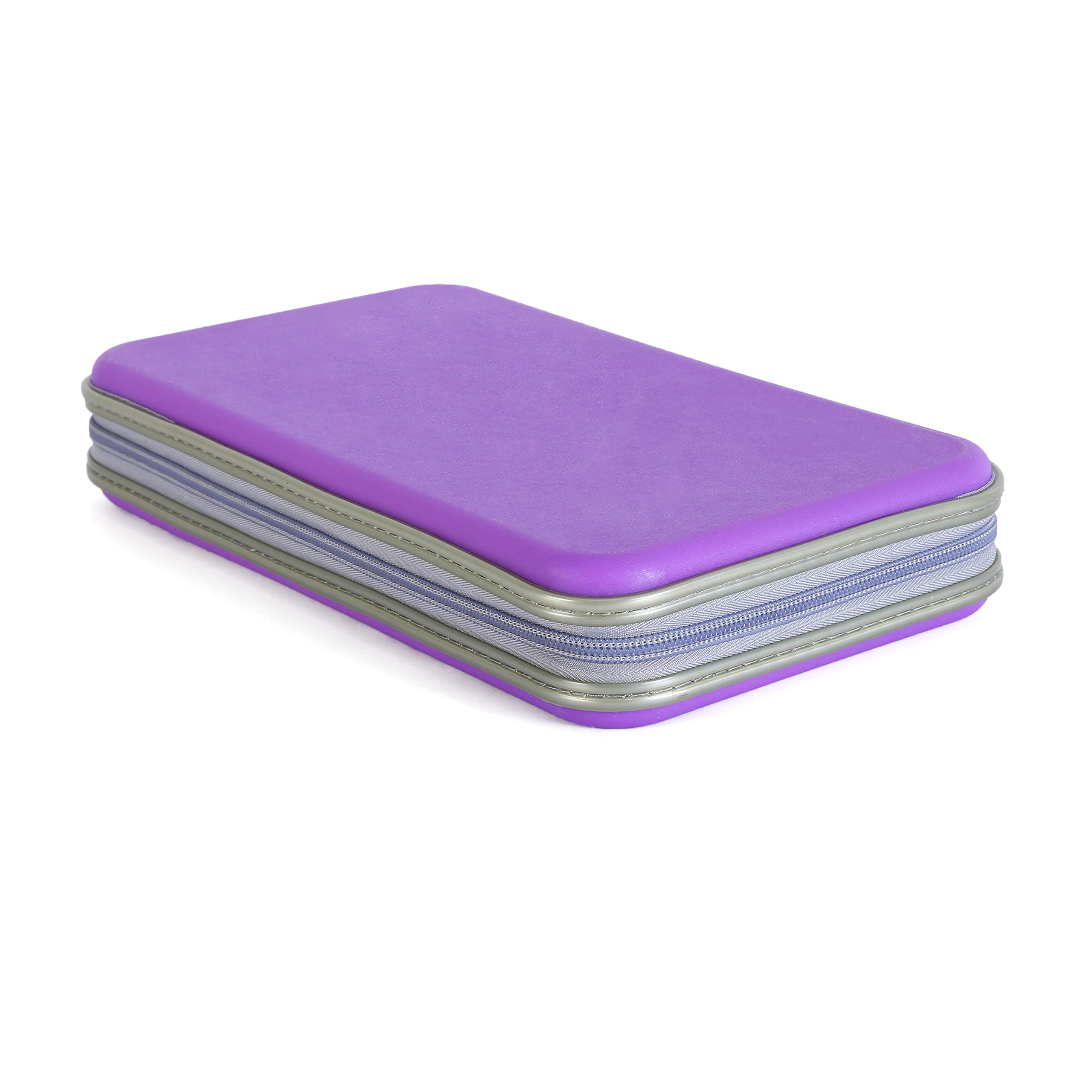 72-Capacity Hard Plastic CD/DVD Wallet Binder - Portable Storage Case for Music, Movies & Data (Purple) - Perfect for Travel, Home Organization & Media Collections