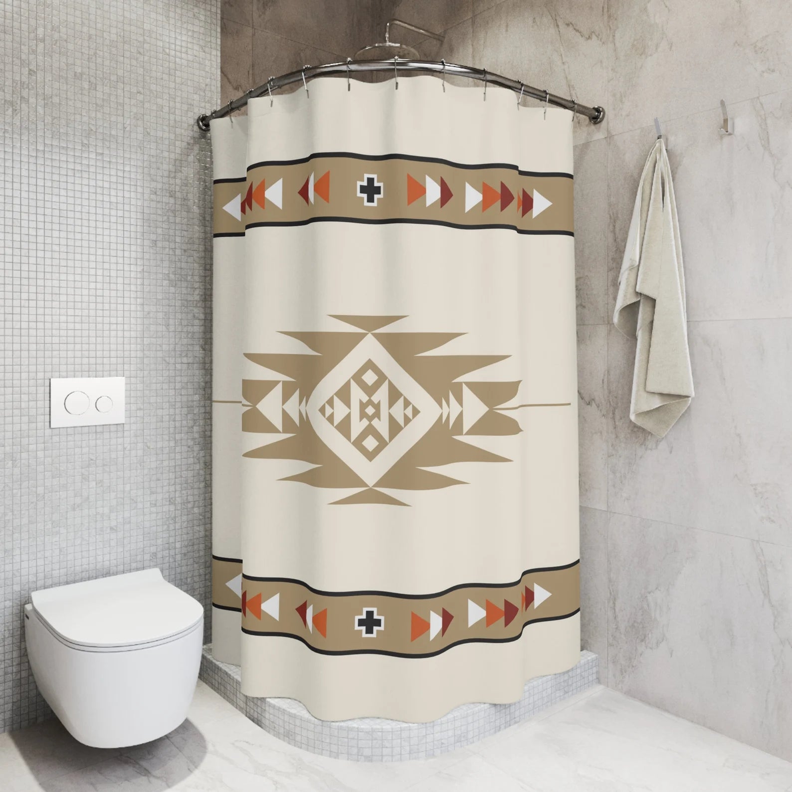 Montana Hills Southwestern Shower Curtain - Polyester Bathroom Decor for Lodge & Cabin Style - Perfect for Rustic, Western, and Farmhouse Bathrooms
