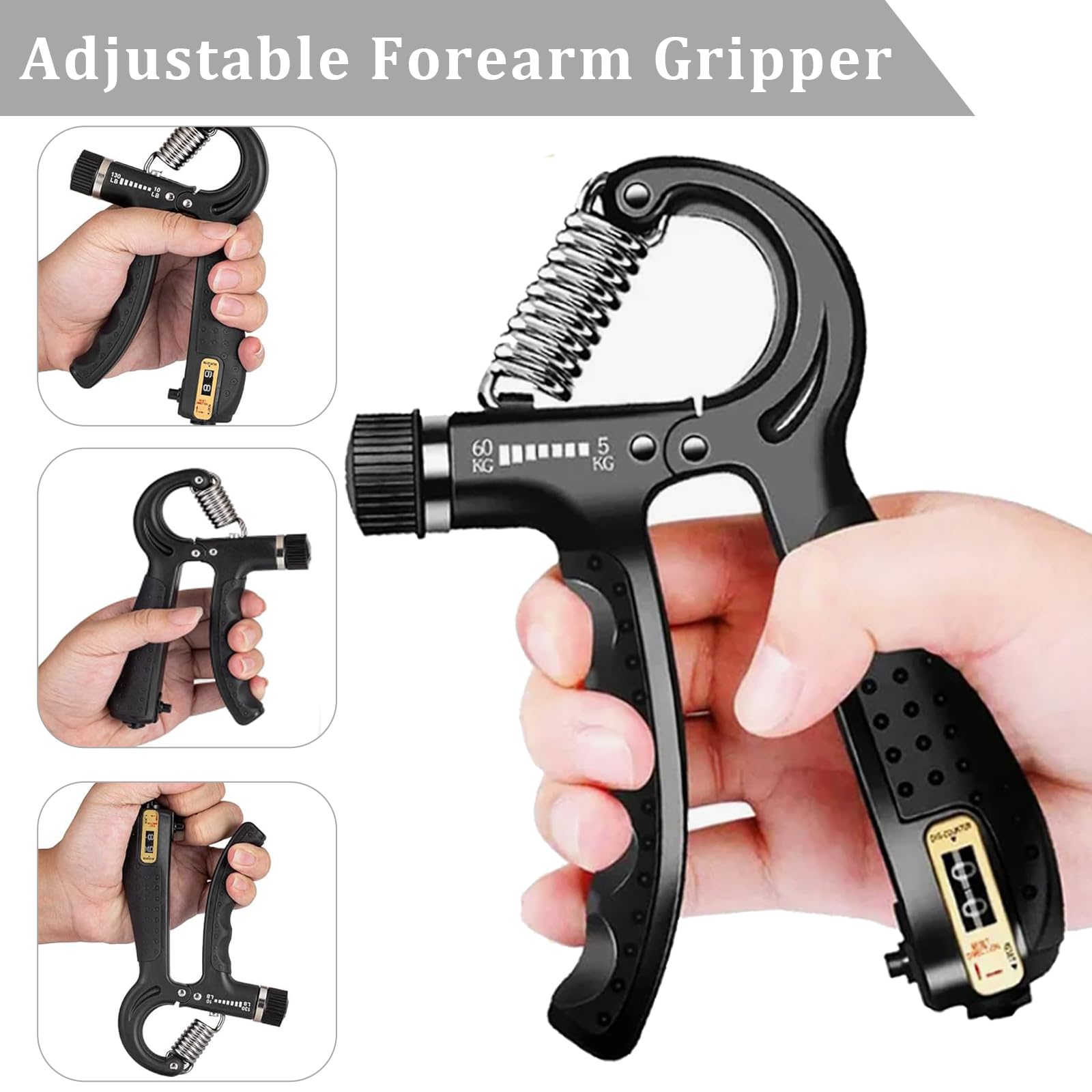 5-Pack Grip Trainers Set: Hand Grippers, Finger Trainers, Grip Balls, Forearm Strengtheners & Mechanical Counting Grips for Strength Training, Grip Improvement & Hand Exercises - Perfect for Gym, Office & Home Workouts