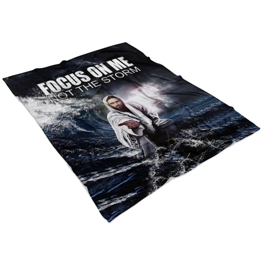 Focus On Me Not The Storm Christian Prayer Blanket with Bible Verse - Religious Jesus & Catholic Lion Blanket for Comfort, Worship & Spiritual Healing