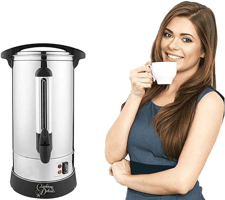 Commercial Coffee Maker Percolator - 50 Cup Stainless Steel Coffee Urn with Double Wall Insulation - Large Capacity Hot Water Dispenser for Catering, Events & Offices - The Dreidel Company