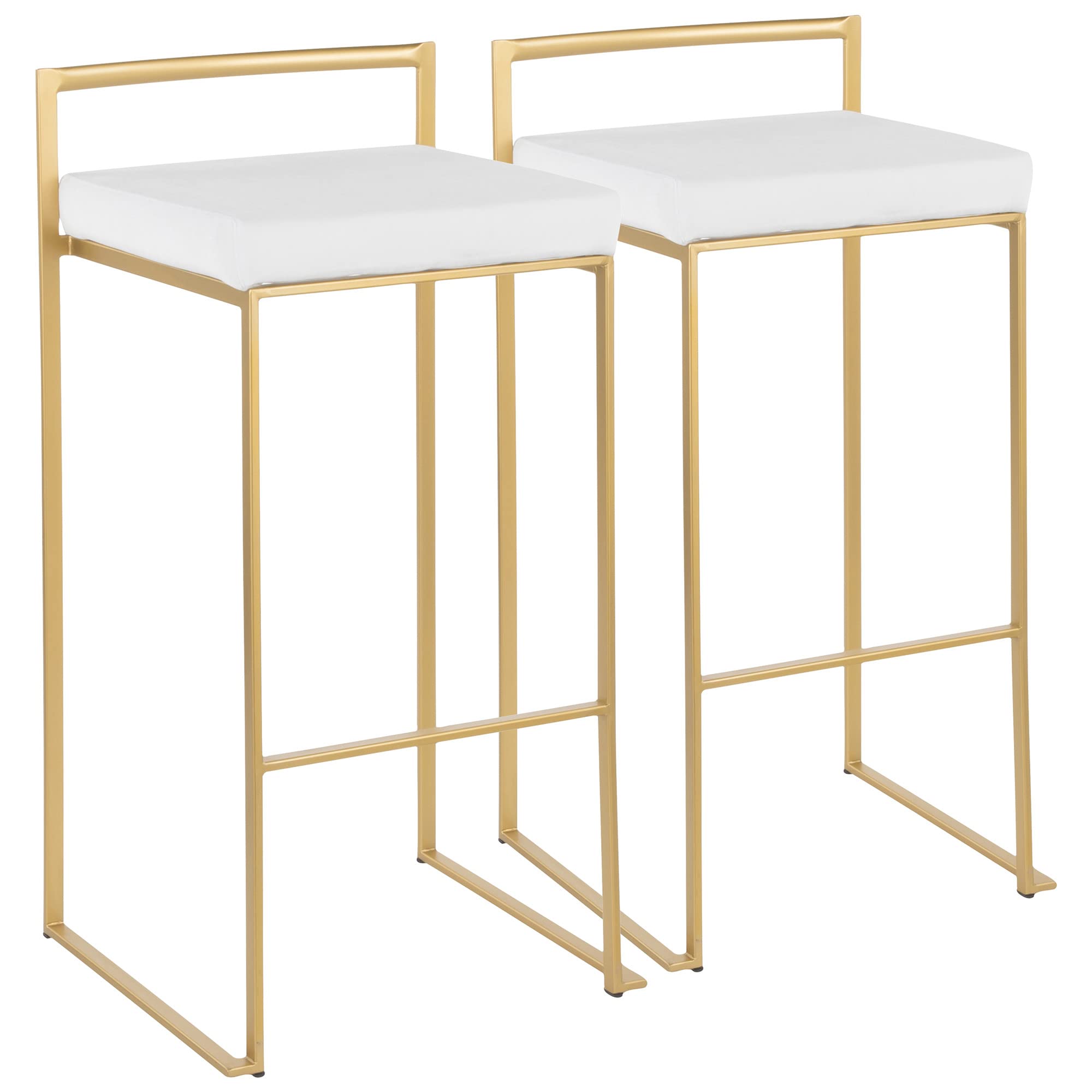 Fuji Stacker Bar Stool Set of 2 - Modern Adjustable Height Bar Chairs for Kitchen Island, Breakfast Nook & Home Bar - Durable Metal Frame & Comfortable Seat