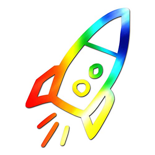 Rocket Ship Art Drawing Vinyl Decal Sticker - 3.75 x 5 Inches - Tie Dye Design - Perfect for Laptops, Water Bottles & Car Decor