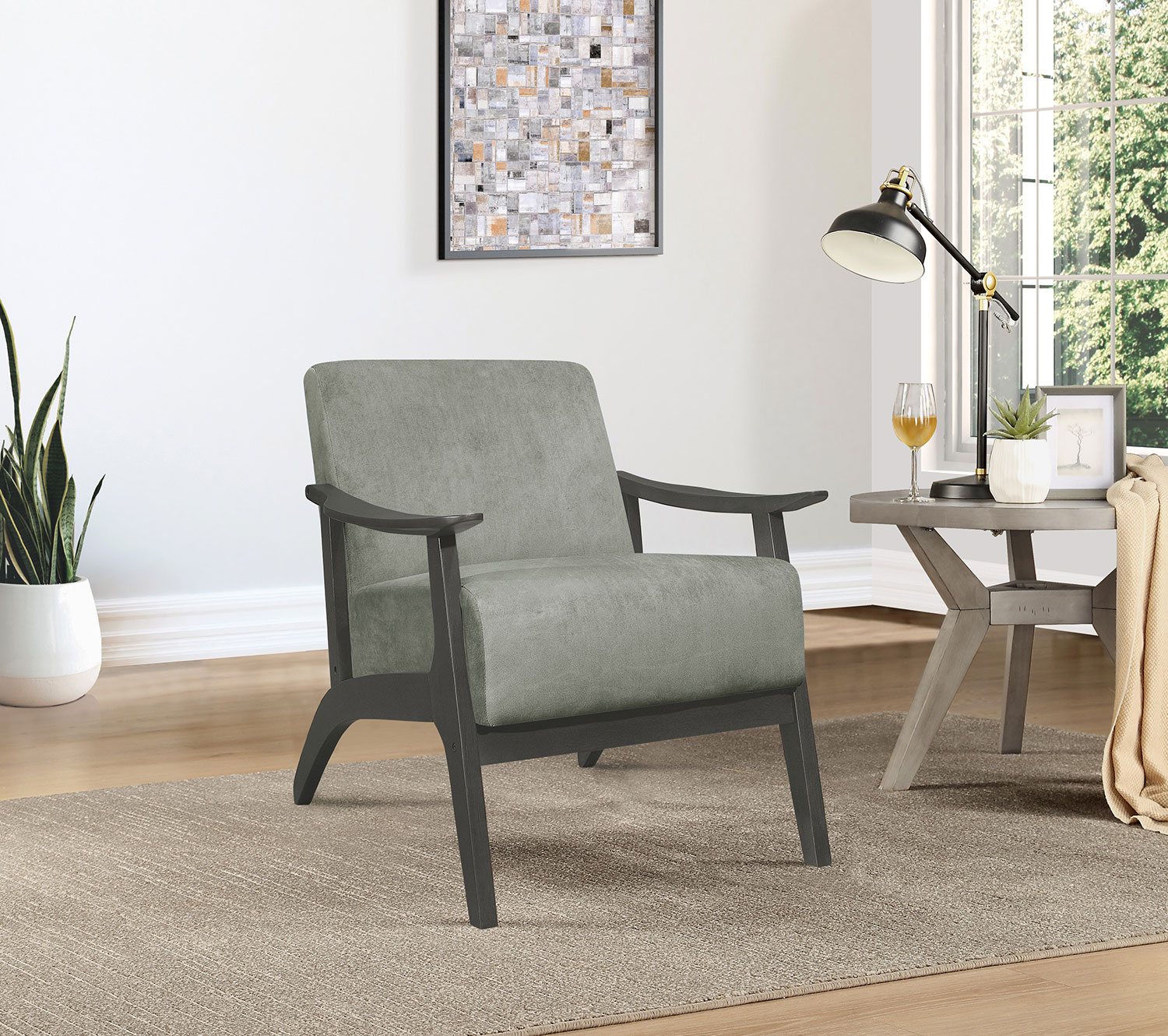 Byron Accent Chair Grey - Modern Upholstered Lounge Chair for Living Room, Bedroom & Office Decor