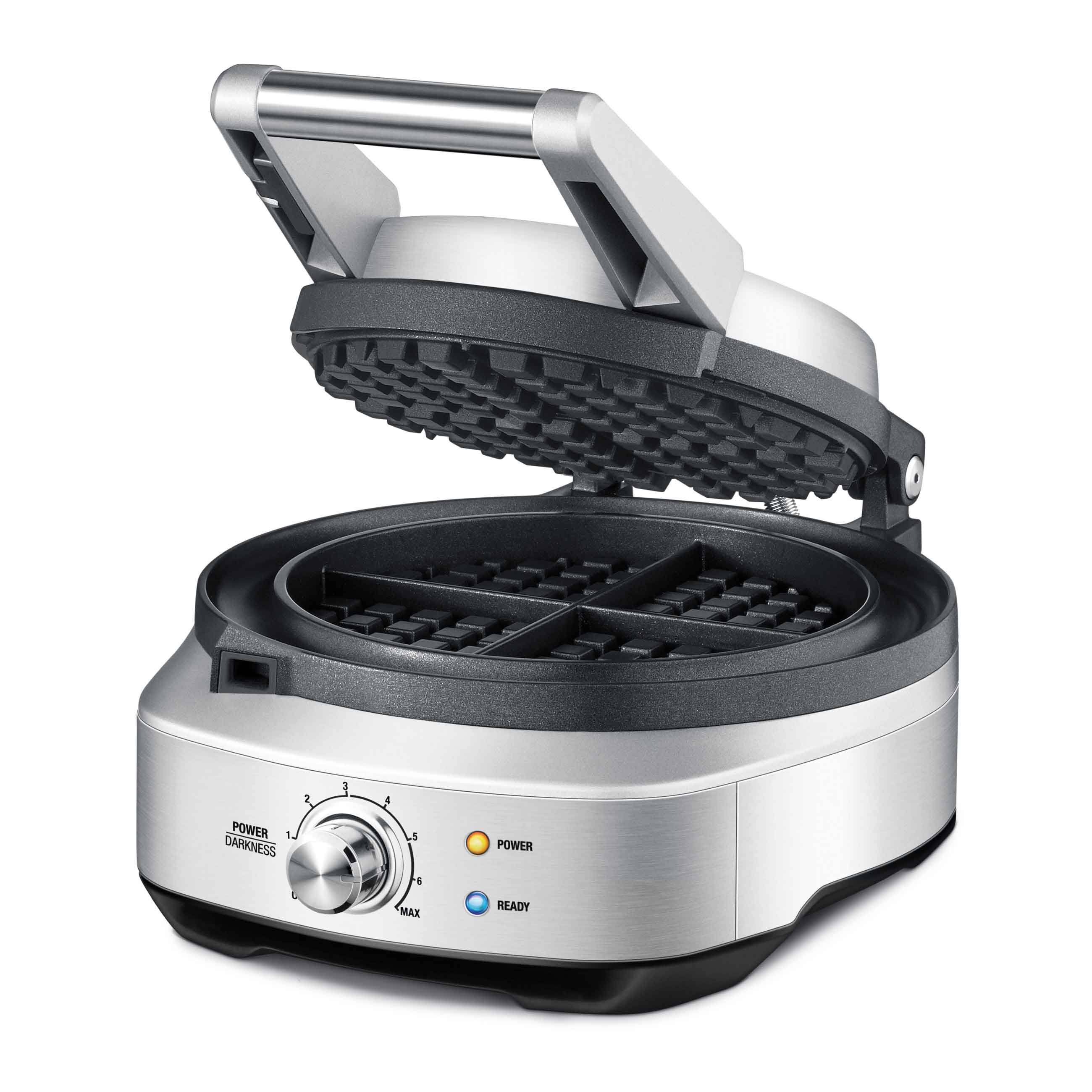 Breville Stainless Steel Round Waffle Maker - No Mess Design for Perfect Homemade Waffles | Ideal for Breakfast, Brunch & Family Gatherings