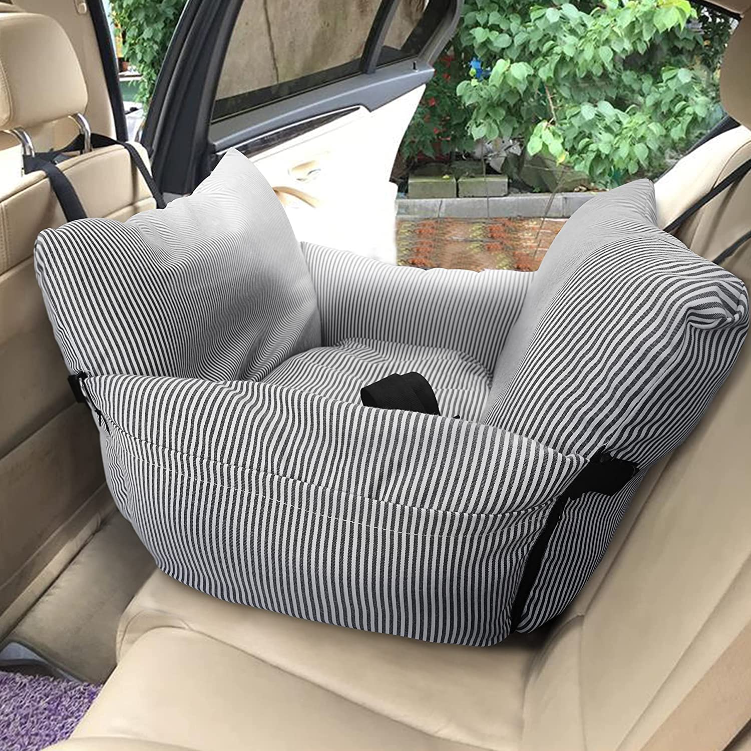 Upgraded VERCART Dog Car Seat Booster for Small & Medium Dogs - Portable Pet Travel Safety Seat with Detachable & Washable Cover - Blue, Medium Size - Perfect for Road Trips & Daily Commutes