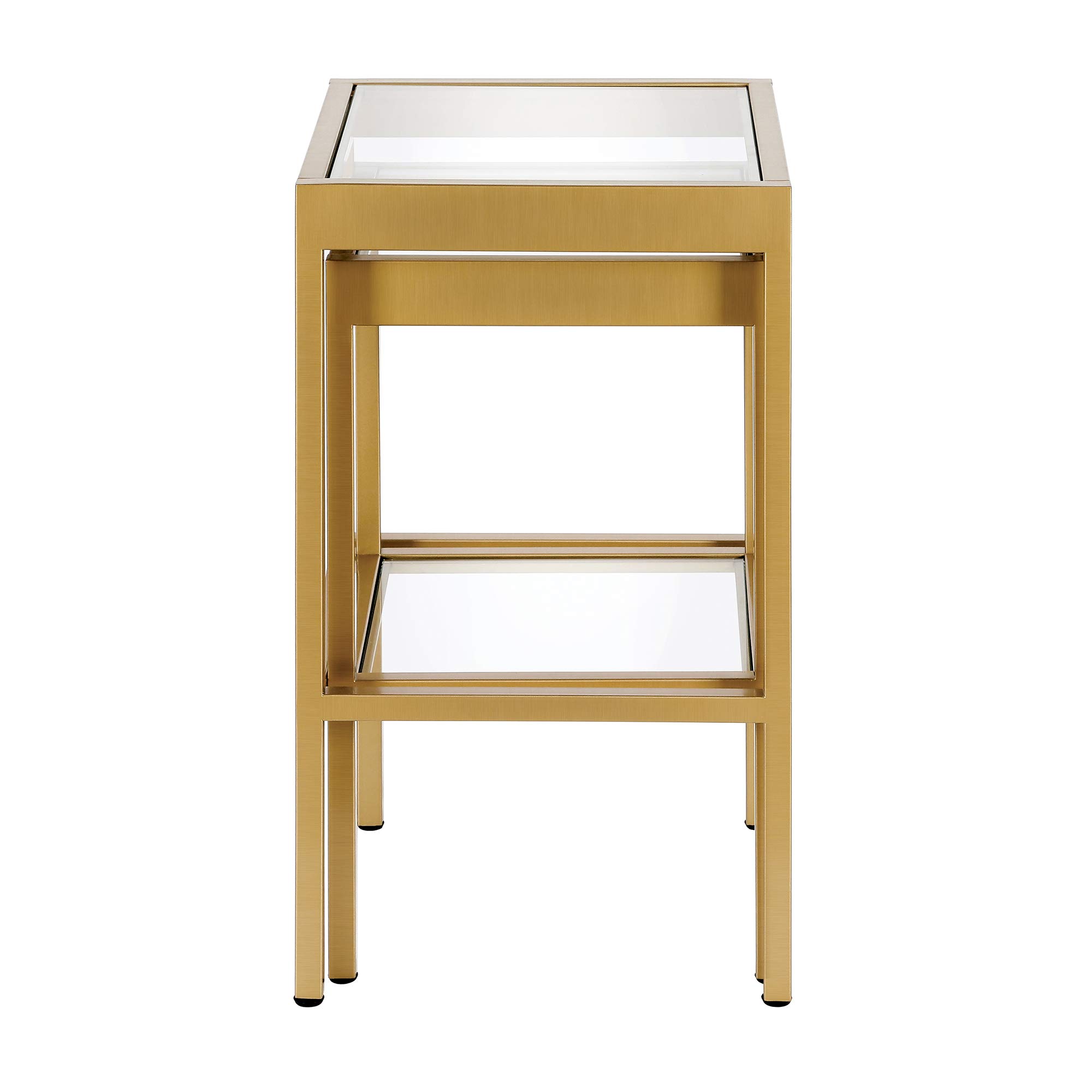 Henn&Hart Rectangular & Square Nested Side Table Set in Brass - Modern End Tables for Living Room, Bedroom, Office - Perfect for Coffee, Books & Decor Display