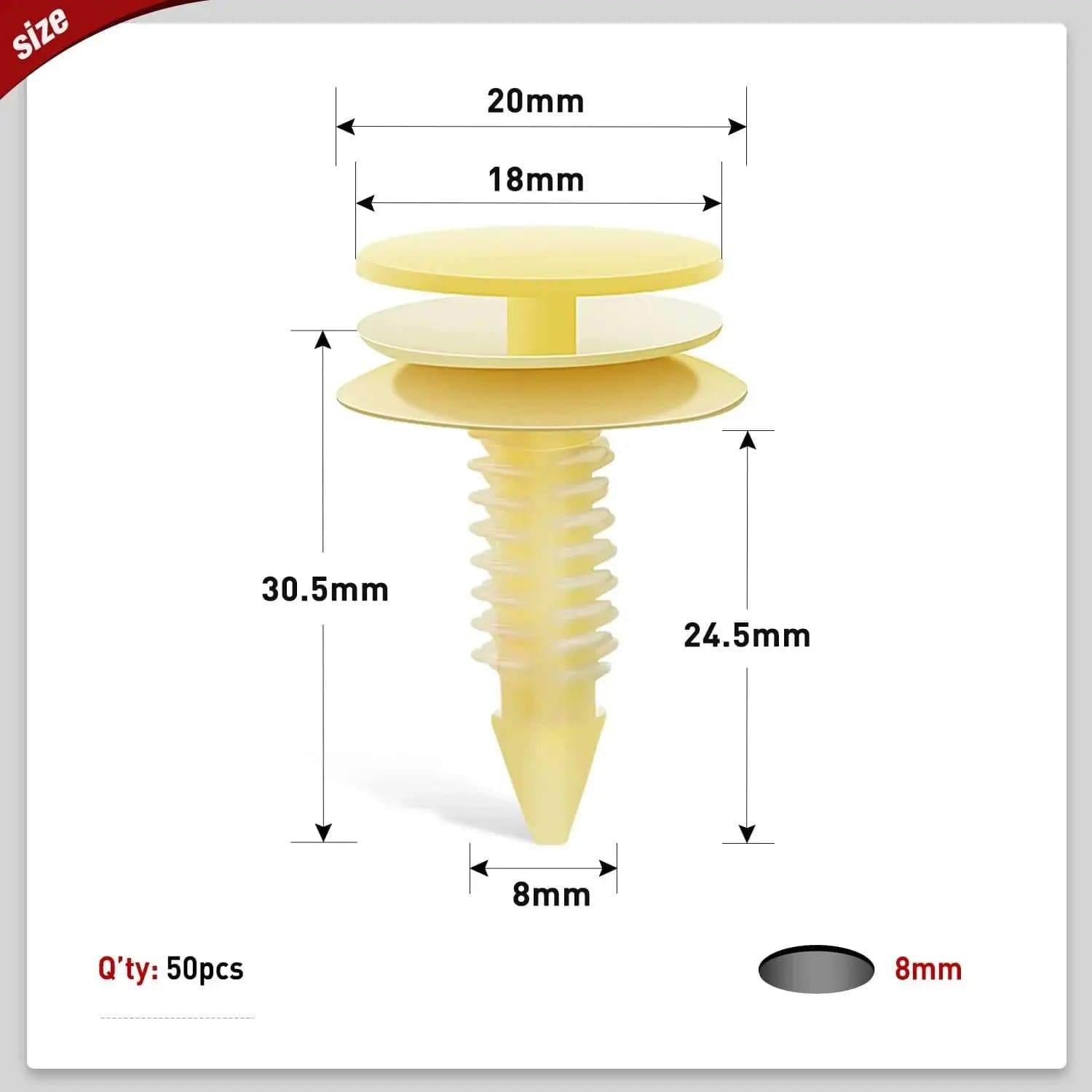 50 Pcs 20mm Hole 8mm Front Door Trim Panel Retainer Clips - Compatible with Buick Regal 1990-1996, Oldsmobile Cutlass 1992-1997, Pontiac Grand Prix 1992-1998 - OEM #GM 10153057 - Perfect for Car Interior Repair and Door Panel Installation