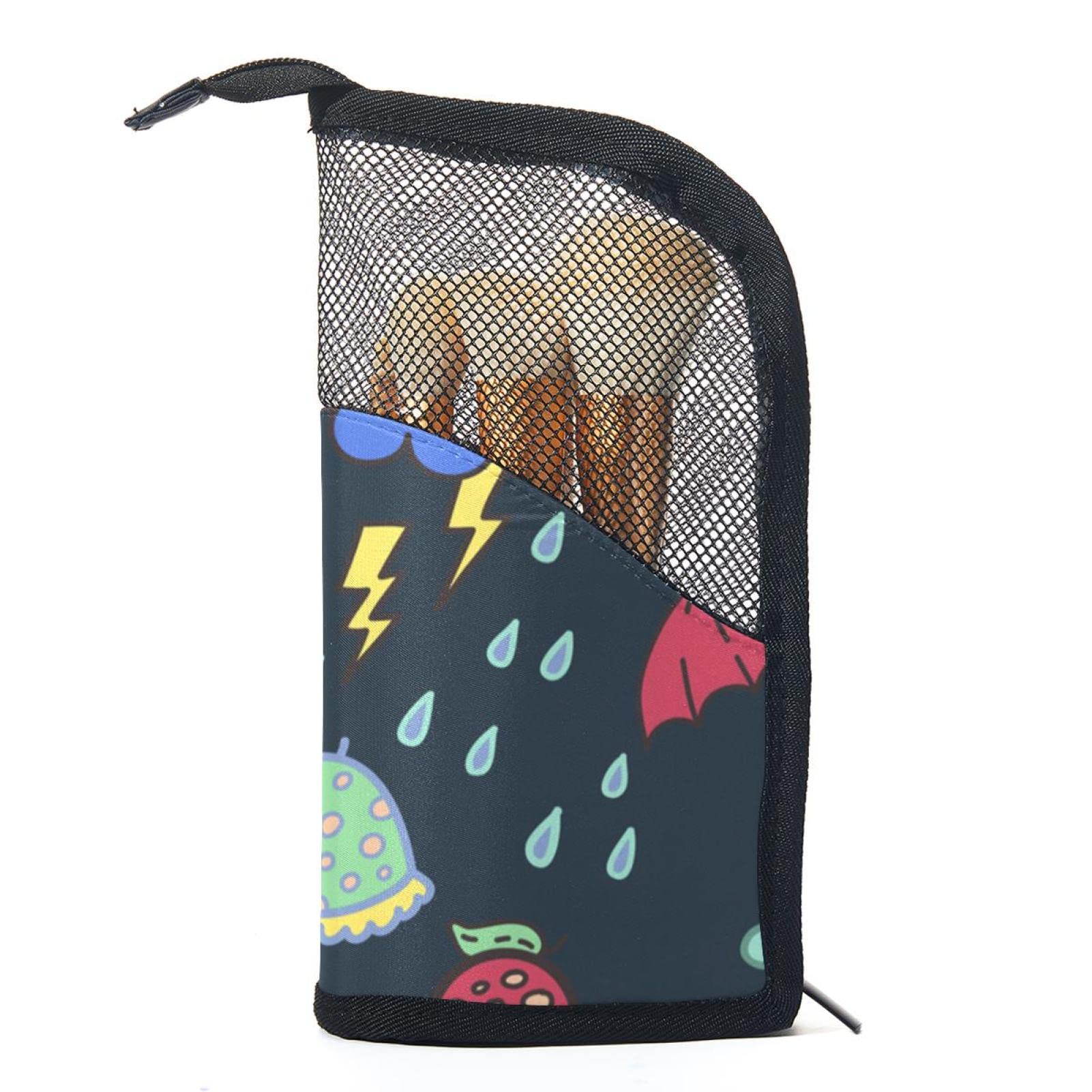 12-Piece Makeup Brush Set with Cute Rainy Day Animals Design - Portable Travel Cosmetic Brush Organizer Bag for Professional & Home Makeup Application