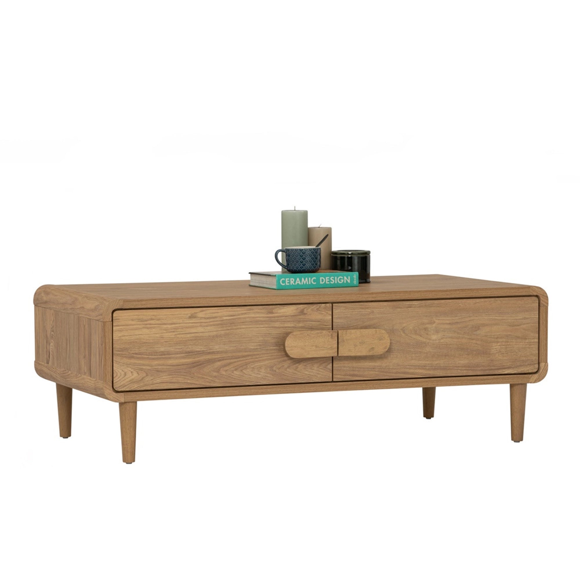 Modern Sora Coffee Table - Mid Century Style Wooden Living Room Table with Storage Shelf - Perfect for Small Spaces, Apartments & Home Decor