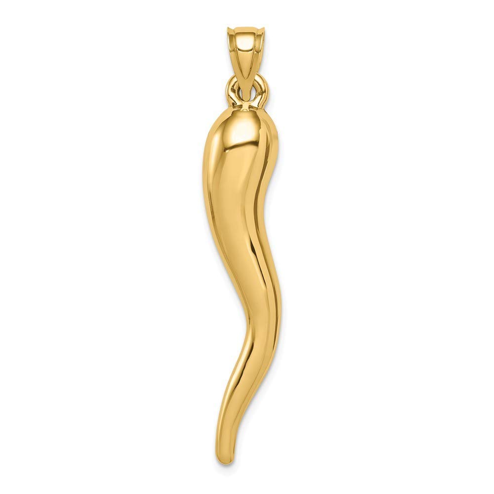14K Hollow Italian Horn Pendant Necklace for Women - Gold & Silver Options - Elegant Jewelry Gift for Birthday, Anniversary & Special Occasions - Perfect for Everyday Wear, Parties & Fashion Accessories
