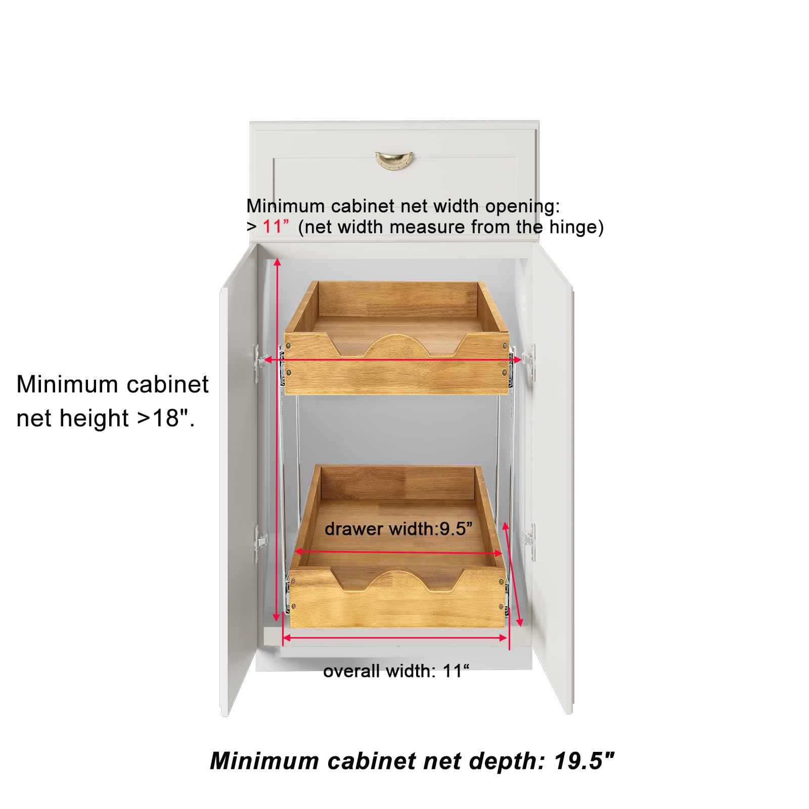 2-Tier Wooden Pull-Out Cabinet Organizer - 11