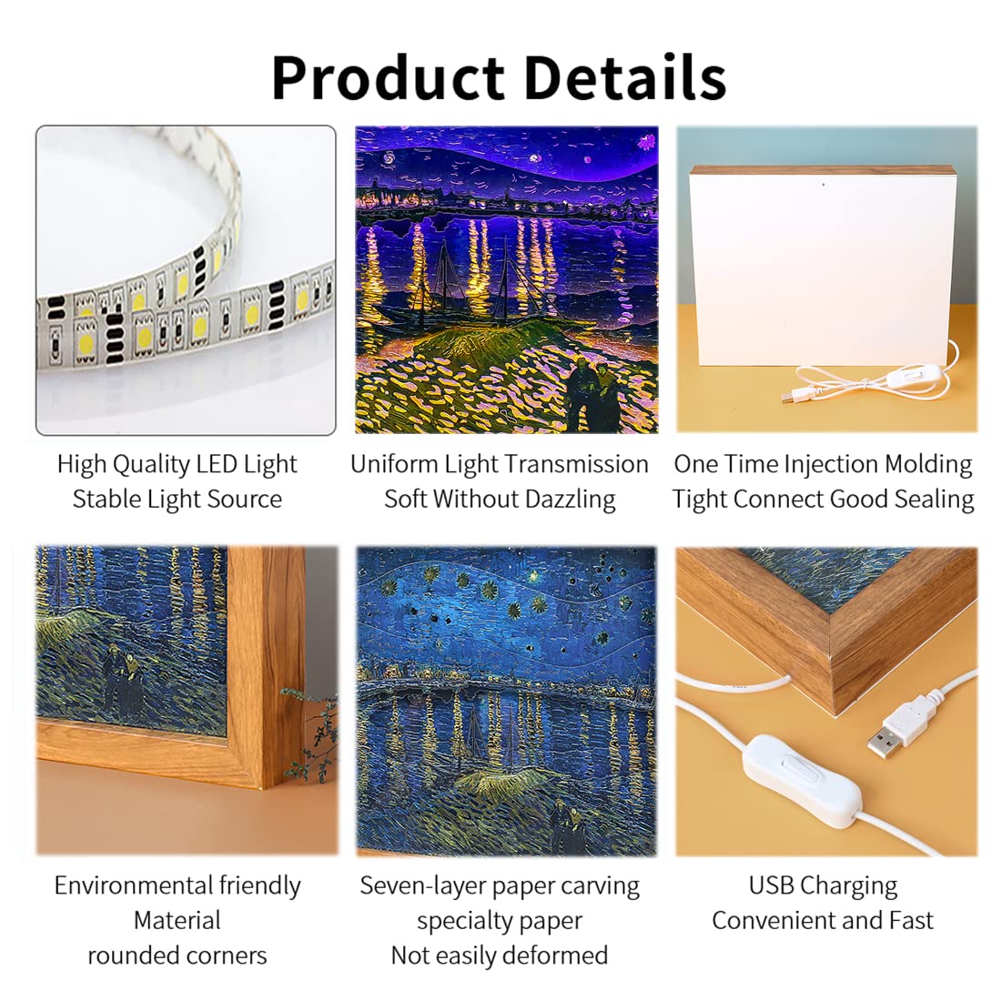 3D Paper Carving Night Light - Handmade Papercut Light Box with Starry Night Design, Decorative Mood Lamp for Home & Office, Perfect Birthday Gift for Kids & Adults | Bedroom Decor, Romantic Ambiance Lighting, Unique Present Idea