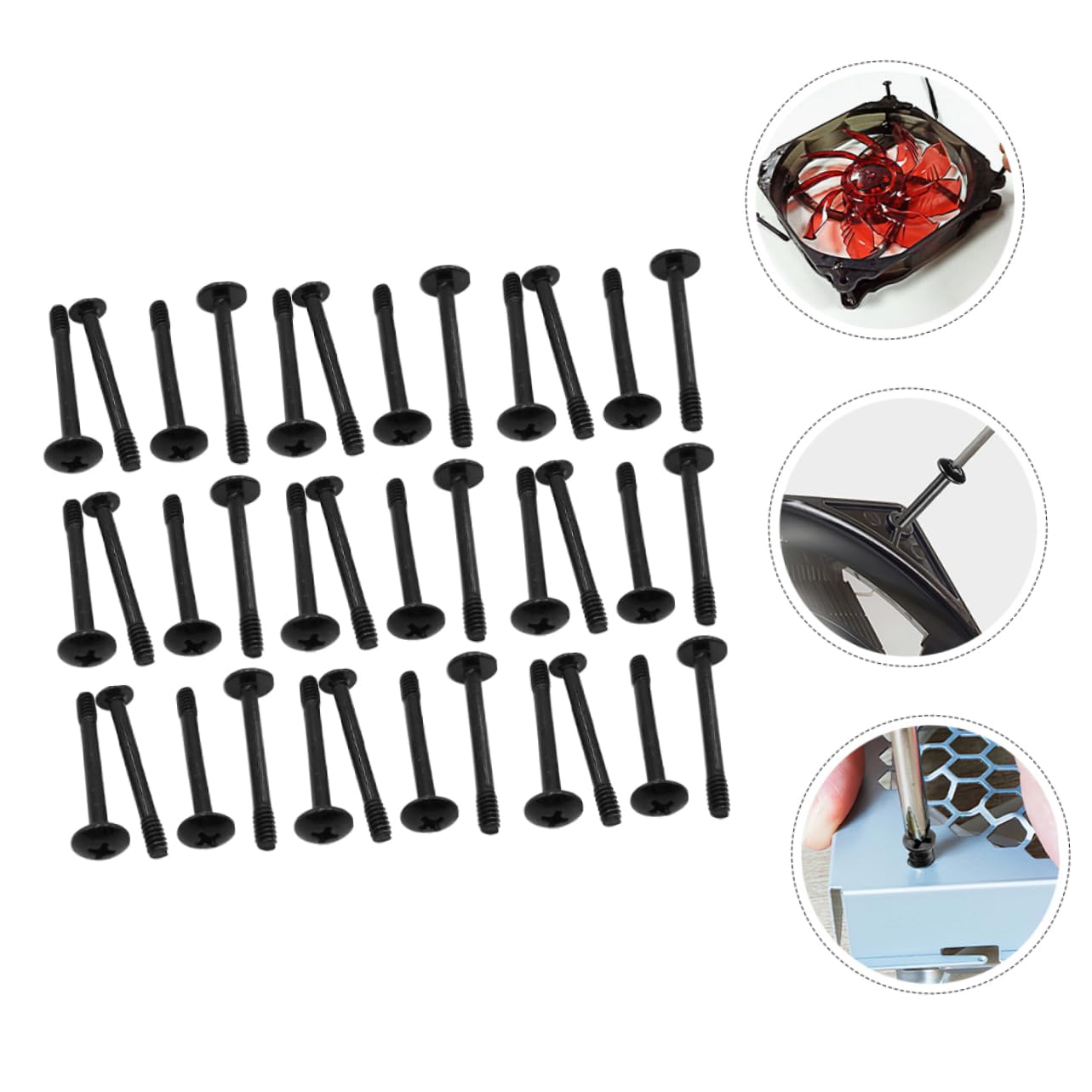 50pcs Mikikit Long Steel Computer Case Fan Screws - Vibration Reduction Mounting Screws for PC Cooling Fans | Perfect for Gaming PC Builds, Server Racks & Workstation Upgrades