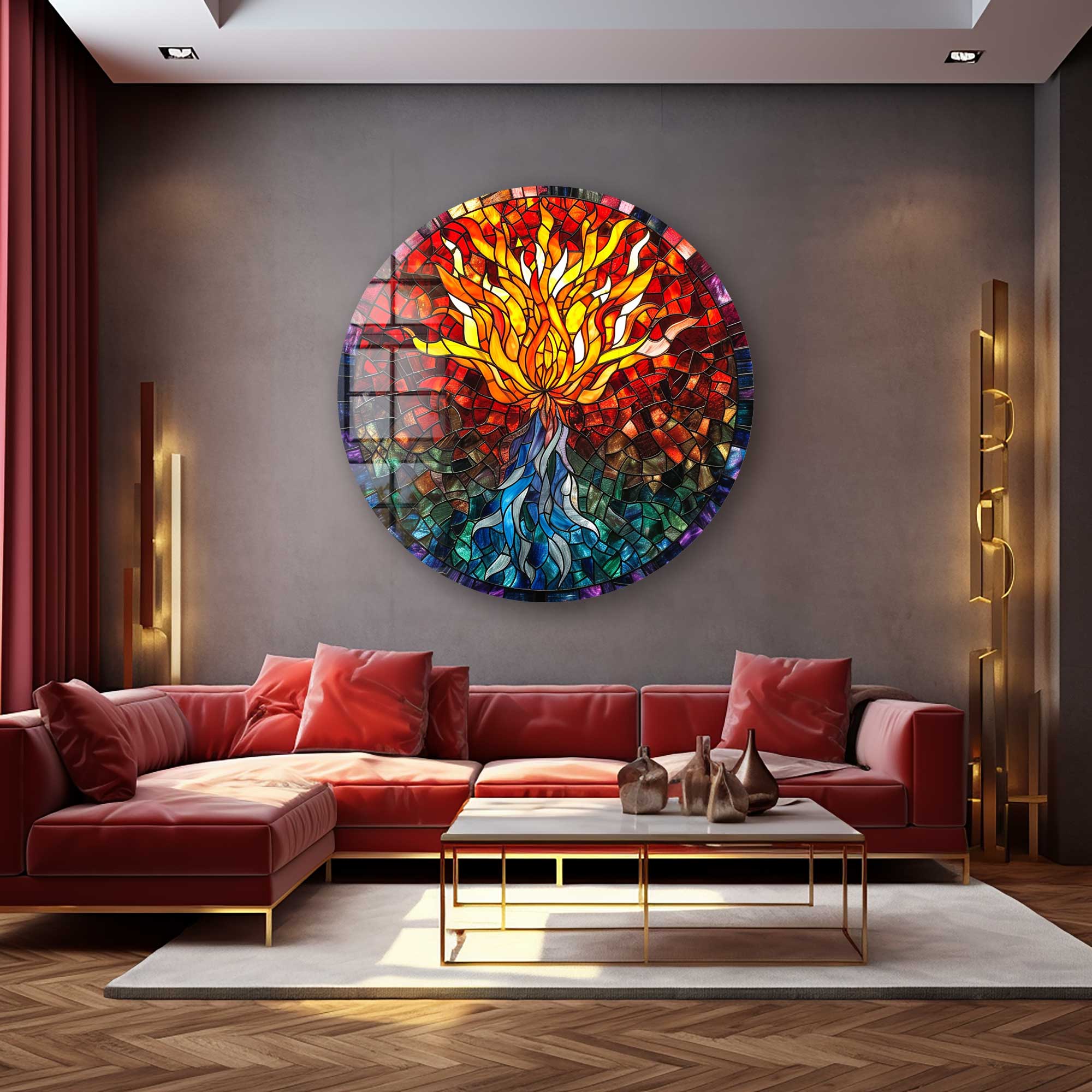 Tree of Life II Rounded Glass Wall Art - Elegant Home Decor for Living Room, Bedroom & Office - Perfect for Gifts & Interior Design