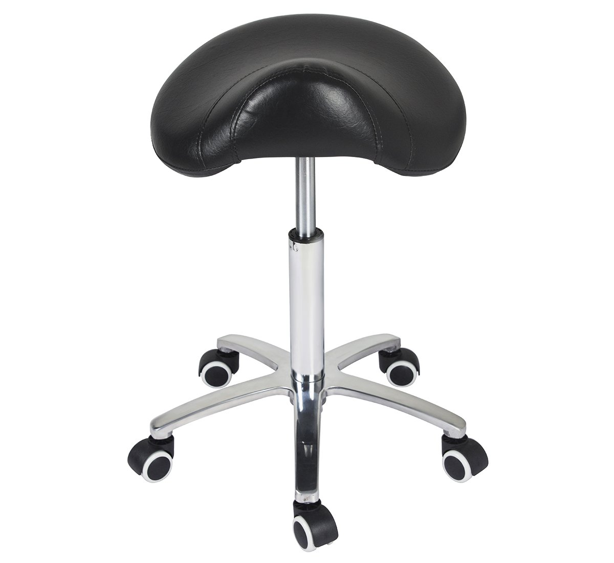 Antlu Adjustable Hydraulic Rolling Stool - Black Saddle Chair for Medical, Massage, Salon, Kitchen & Spa Use - Backless Drafting Stool with Wheels | Perfect for Healthcare Professionals, Hair Stylists & Tattoo Artists