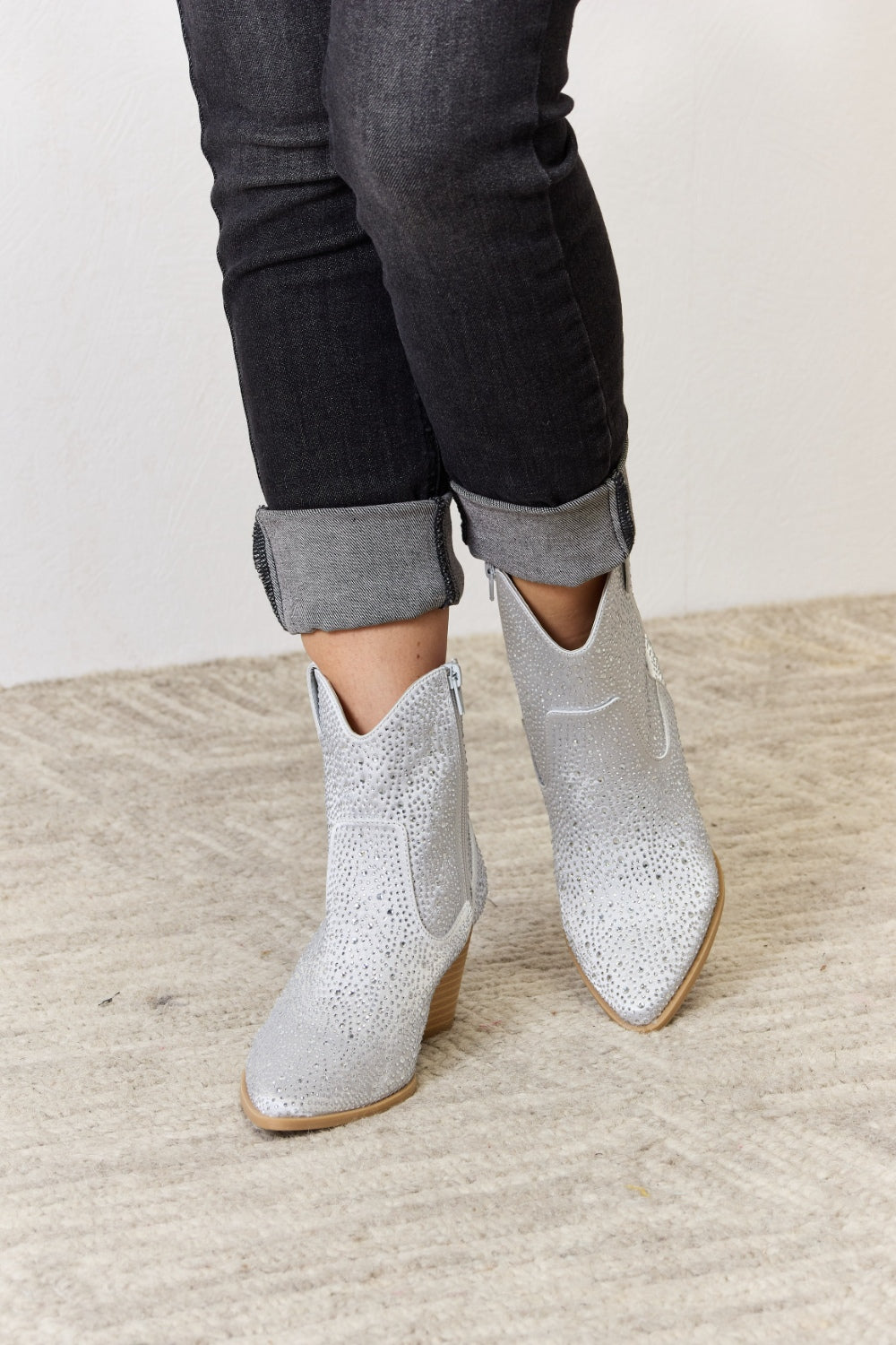 Sparkling Rhinestone Ankle Cowboy Boots for Women - Western Style Fashion Booties with Crystal Decorations | Perfect for Country Concerts, Line Dancing & Cowgirl Outfits