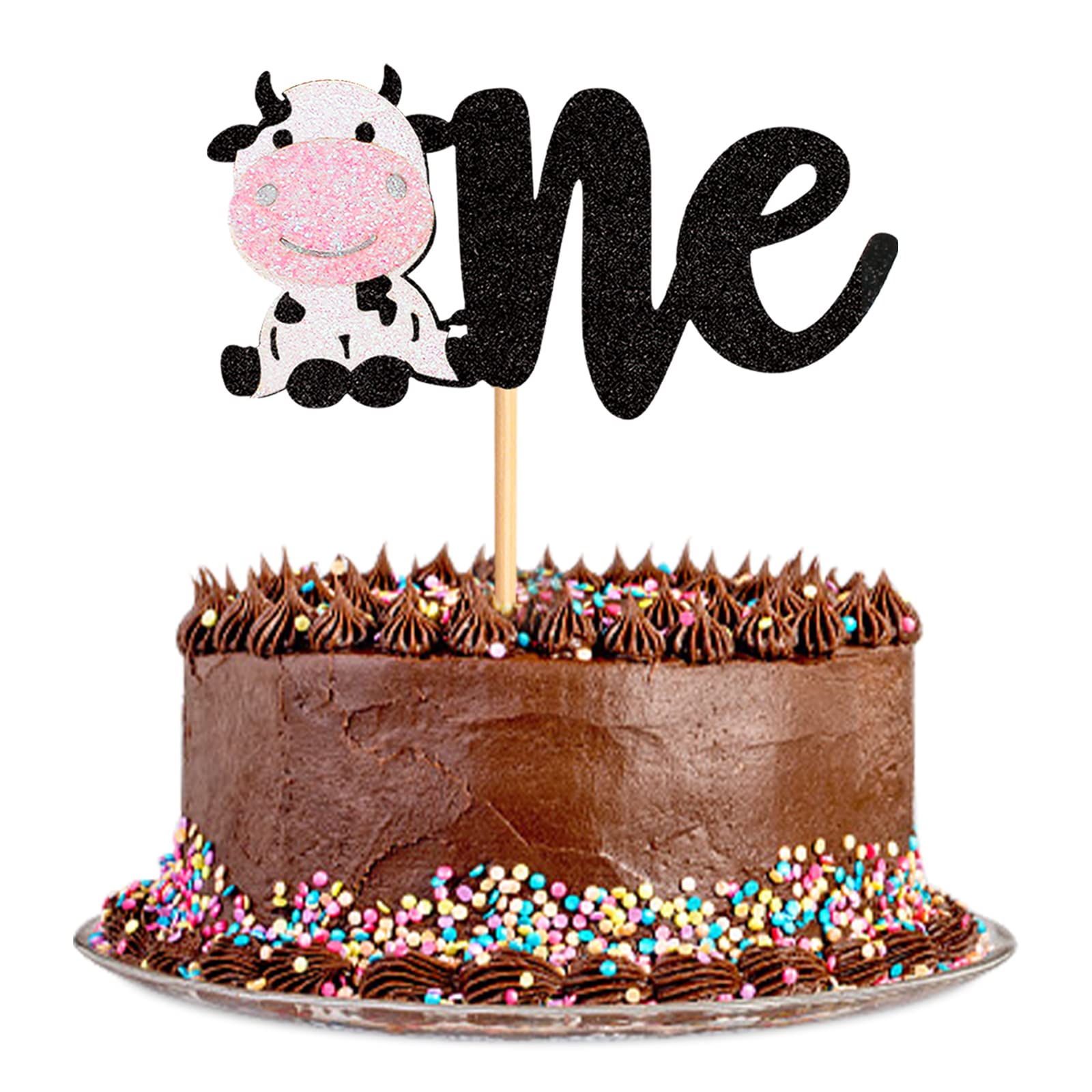 1 Pack Cow Cake Toppers - Baby Shower Cupcake Picks for Farm Animal & Zoo Themed Birthday Party Decorations - Perfect for Kids Boy Girl Birthday Party Supplies - Great for Cakes, Cupcakes & Dessert Table Decor