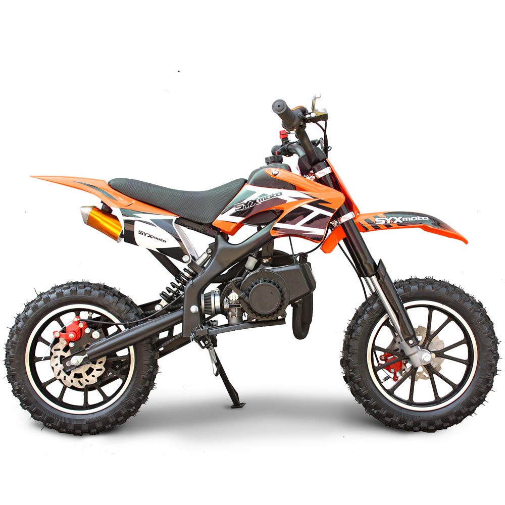 SYX MOTO Kids Dirt Bike 50cc Gas Powered Mini Pit Bike - Fully Automatic Transmission, Pull Start, Orange - Perfect for Off-Road Trails, Backyard Riding & Youth Motocross Training