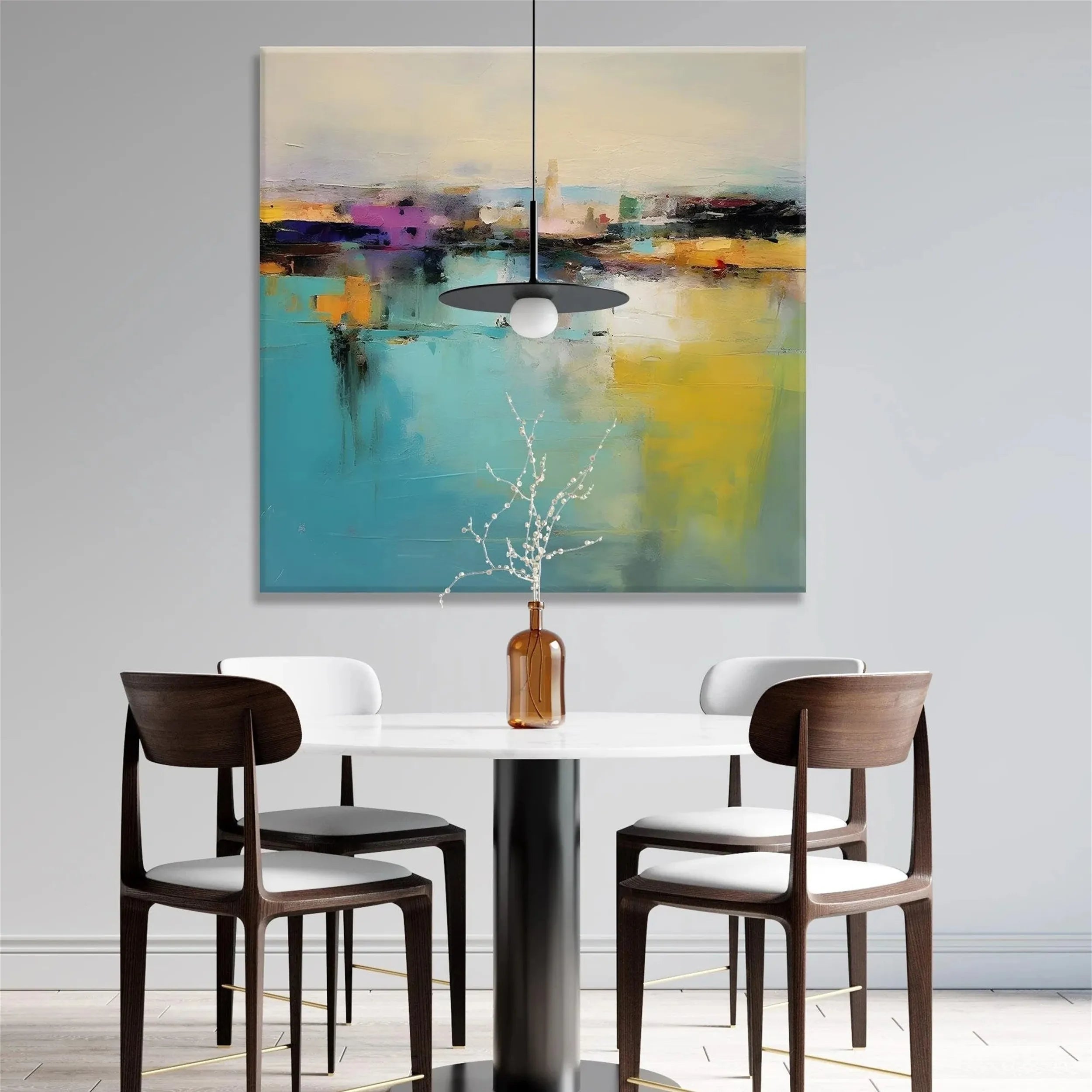 Blue & Green Abstract Wall Art Canvas Print #BG074 - Modern Home Decor for Living Room, Bedroom & Office