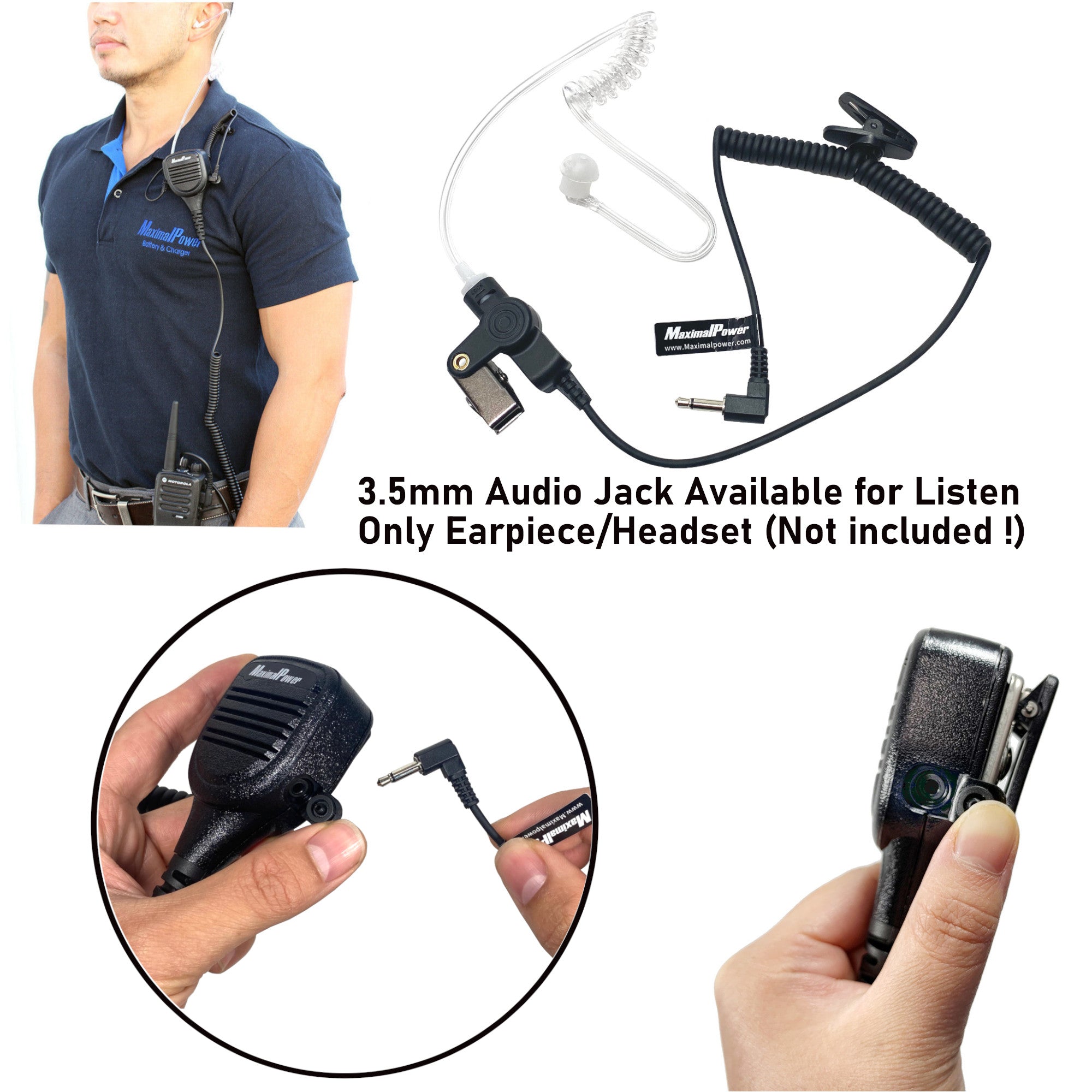 MaximalPower Speaker Mic for Motorola Radios CP100D CP200D CP185 CLS1410 CLS1110 BPR40D RDU4100 RDU4160D RMU2040 RMU2080D - High-Quality Hands-Free Communication for Construction, Security & Outdoor Activities