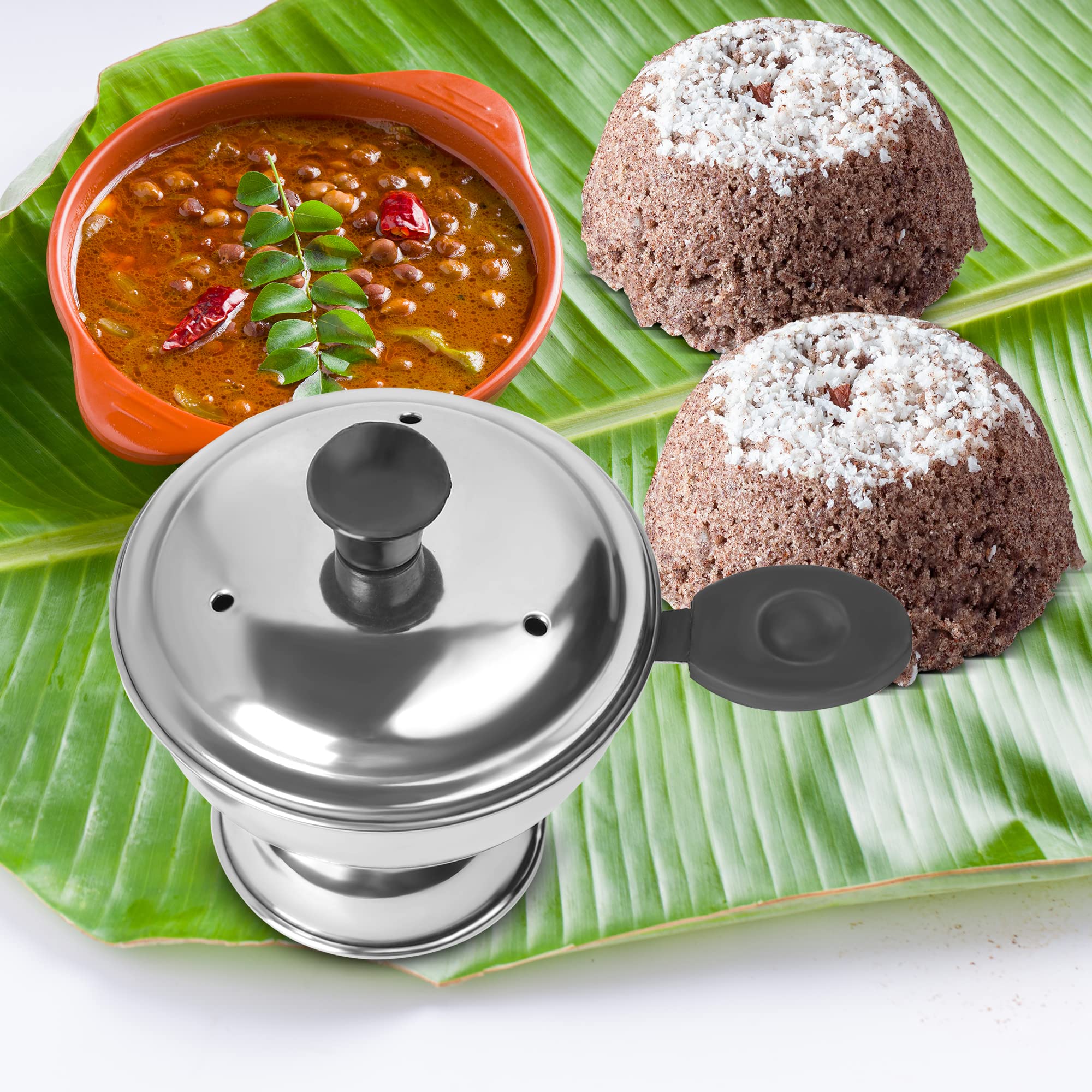 Premium Stainless Steel Puttu Maker with Handle - Traditional Chiratta Puttu Kutti for Pressure Cooker | Perfect for Making Kerala Puttu, Steamed Rice Cakes & Healthy Breakfast at Home