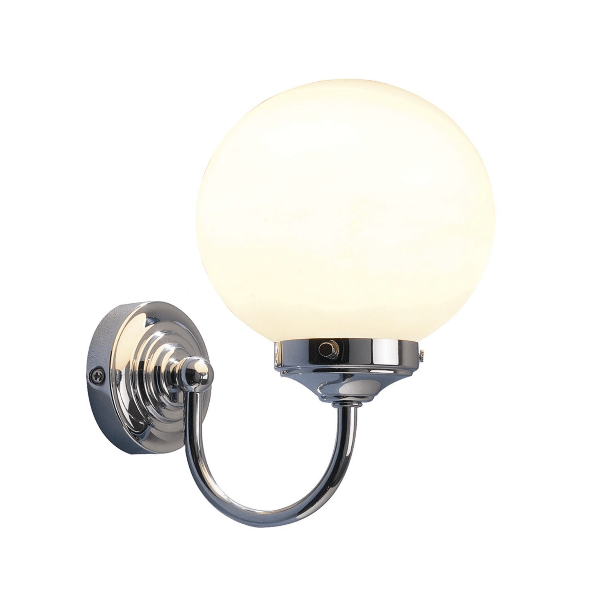Vintage Bathroom Wall Light - Antique Brass/Polished Chrome with Opal Glass Shade, IP44 Rated for Moisture Protection - Perfect for Bathroom, Powder Room, and Spa Lighting