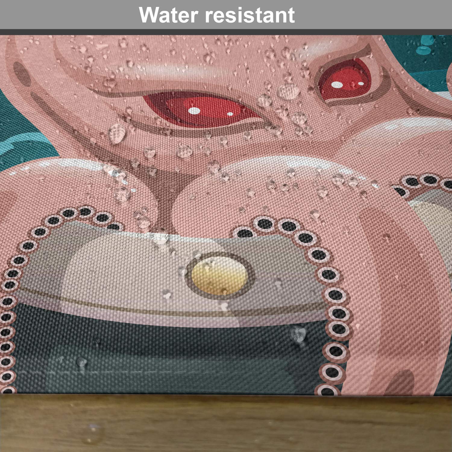 Lunarable Octopus Place Mats Set of 4 - Kraken Tentacles in Ship Porthole Retro Art, Washable Fabric Table Mats for Dining Room & Kitchen Decor (Grey, Pink, Blue) - Perfect for Seafood Dinners & Nautical Theme Parties