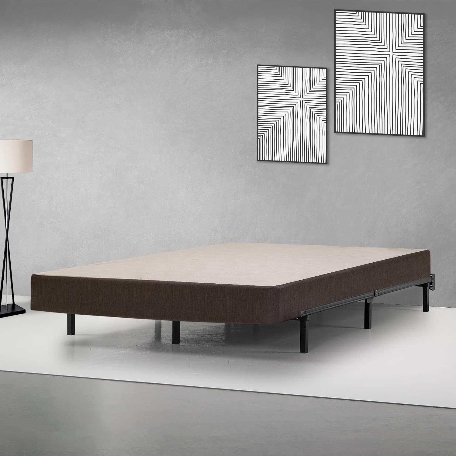 8-Inch Easy Wood Box Spring/Foundation with Simple Assembly - Twin XL, Full, Black - Sturdy Support for Mattresses, Ideal for Bedrooms, Dorms & Guest Rooms