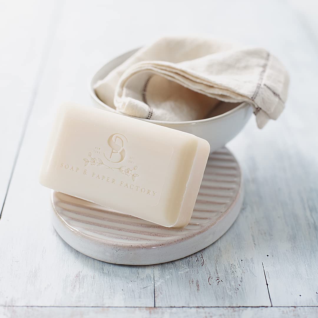 Soap & Paper Factory Vanilla Fleur Shea Butter Soap Bar - 5 oz Natural Moisturizing Handmade Soap for Dry Skin, Gifts & Bathroom Decor - Perfect for Spa Day, Self-Care & Relaxation