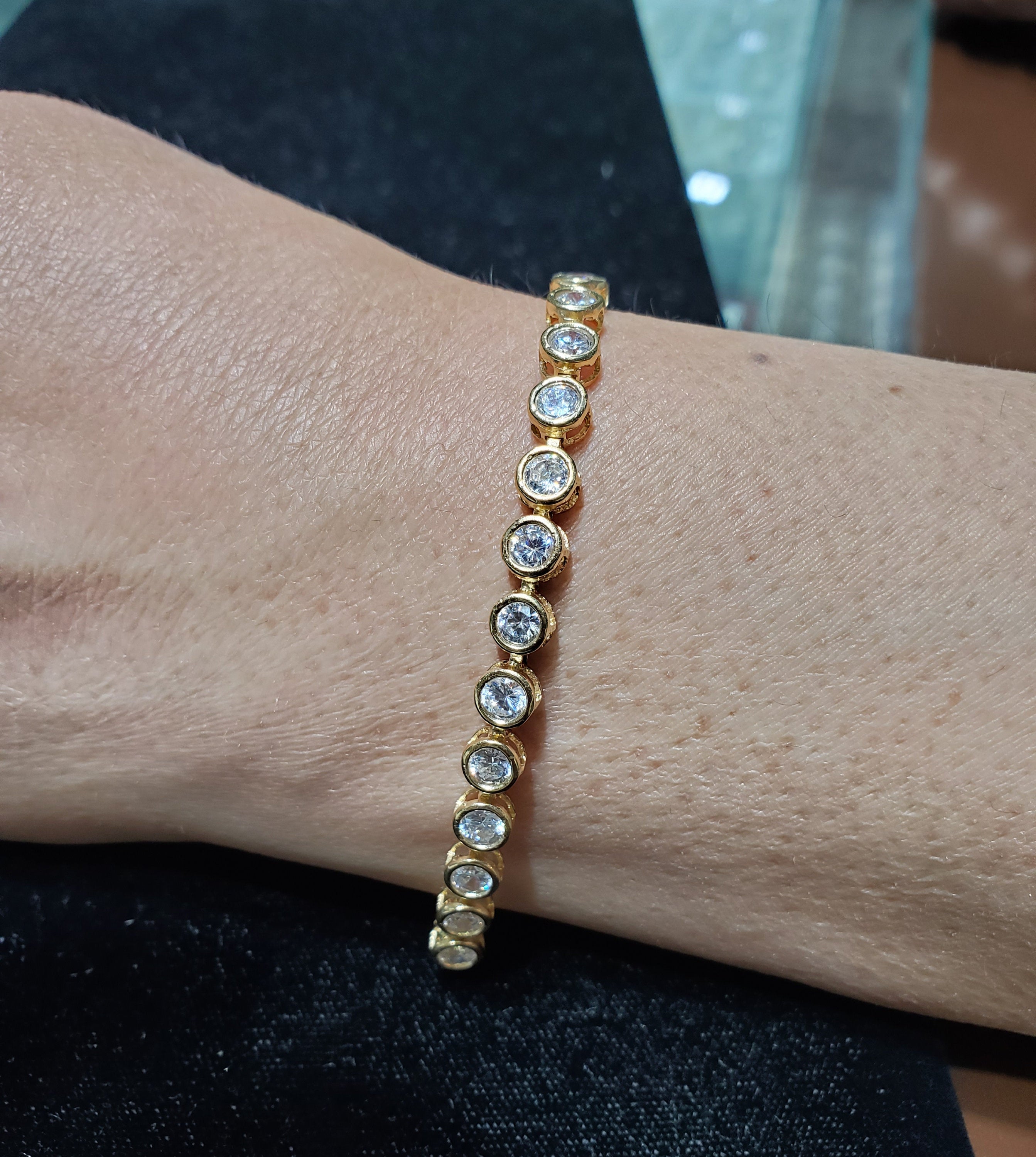 14K White or Yellow Gold Cubic Zirconia Tennis Bracelet - Elegant Bezel Setting for Women's Jewelry Collection | Perfect for Weddings, Parties & Special Occasions