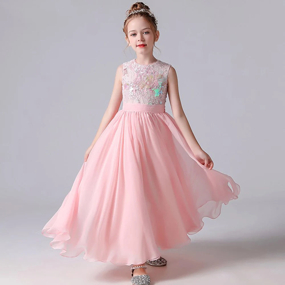 Sparkly Pink Flower Girl Dress for Kids - Elegant Junior Bridesmaid Gown for Weddings, Birthday Parties & Special Occasions | Perfect for Pageants, Photo Shoots & Celebrations