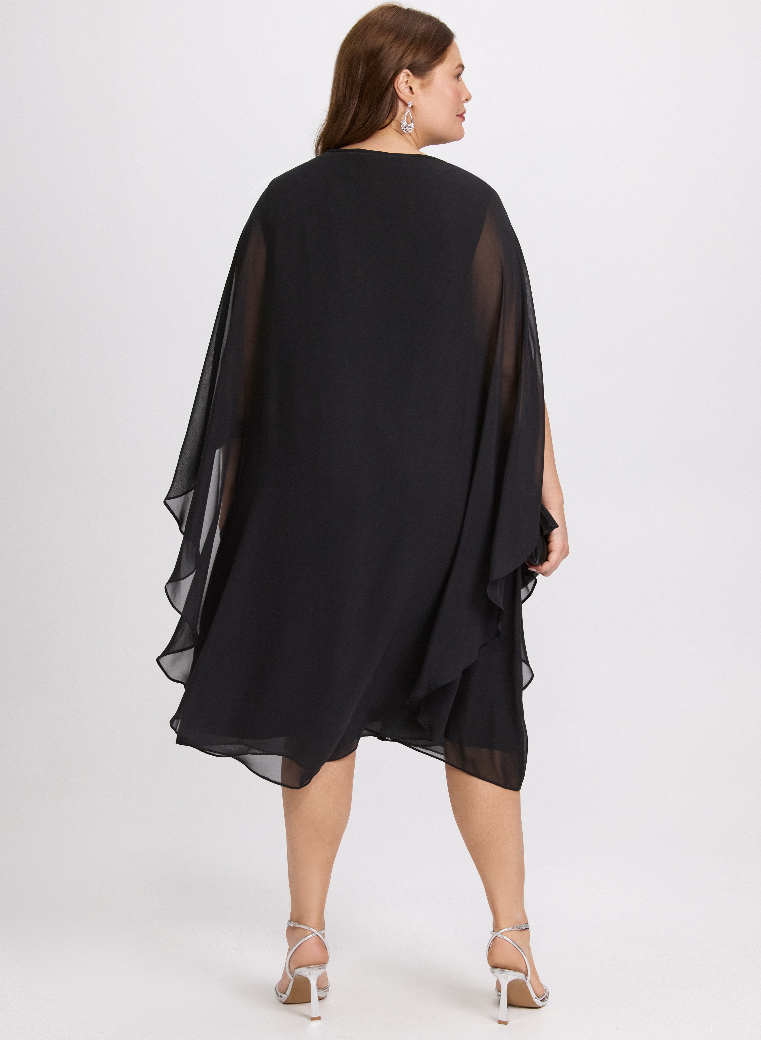 Elegant Chiffon Dress with Matching Cape Set for Women - Perfect for Weddings, Parties, and Special Occasions