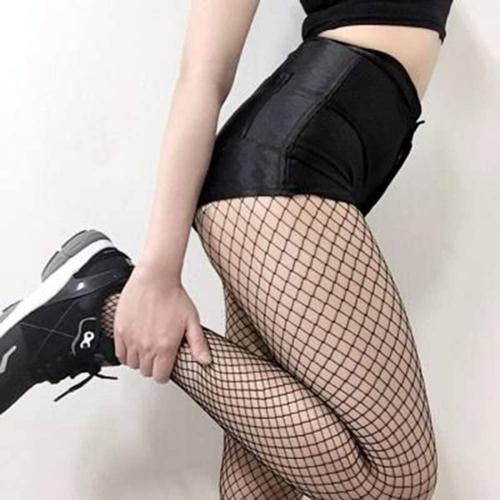 SUREPOCH Women's 2-Pack Black Fishnet Stockings - High Waist Mesh Pantyhose with Rhinestone Details | Sexy Lingerie for Halloween, Cosplay & Evening Outfits