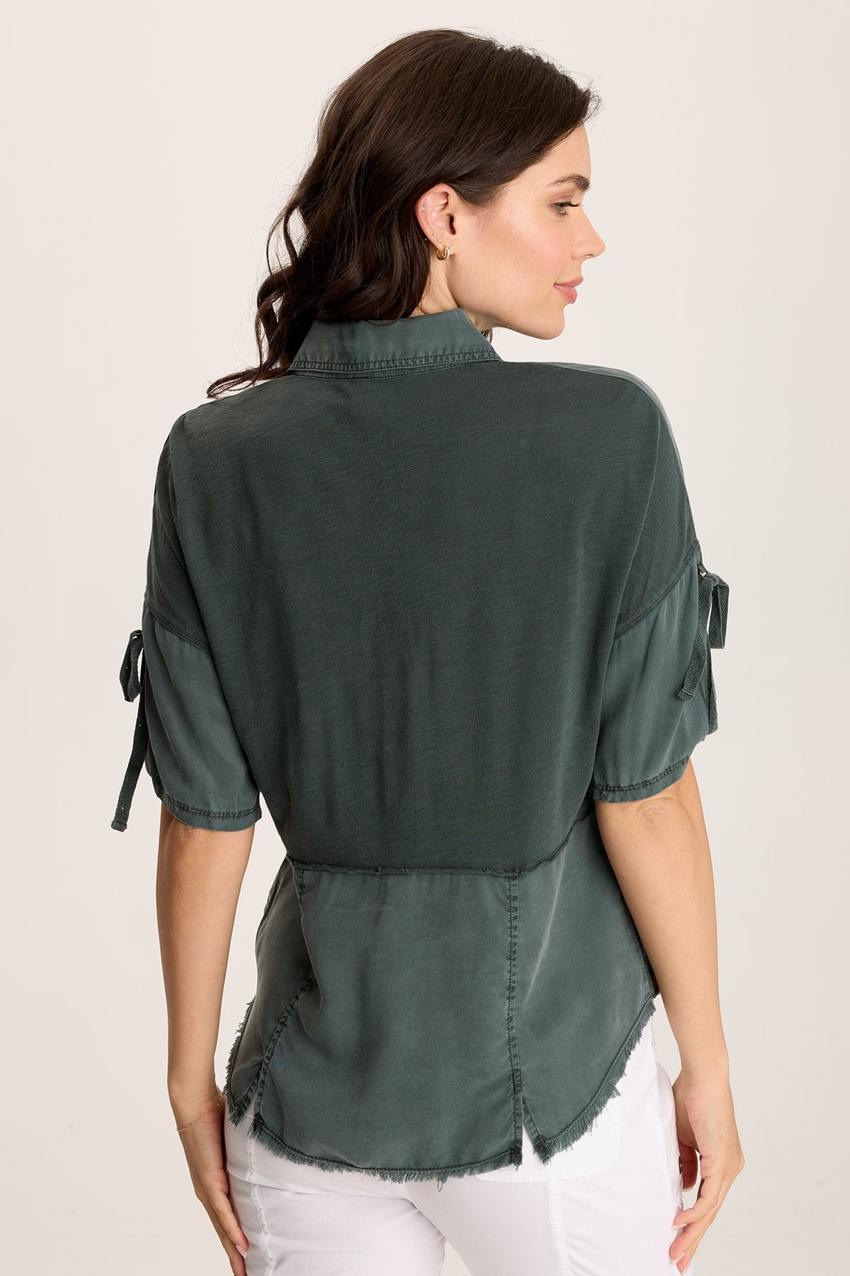 Vinton Twill Jersey Button-Up Collar Shirt for Women - Stylish Casual & Office Wear