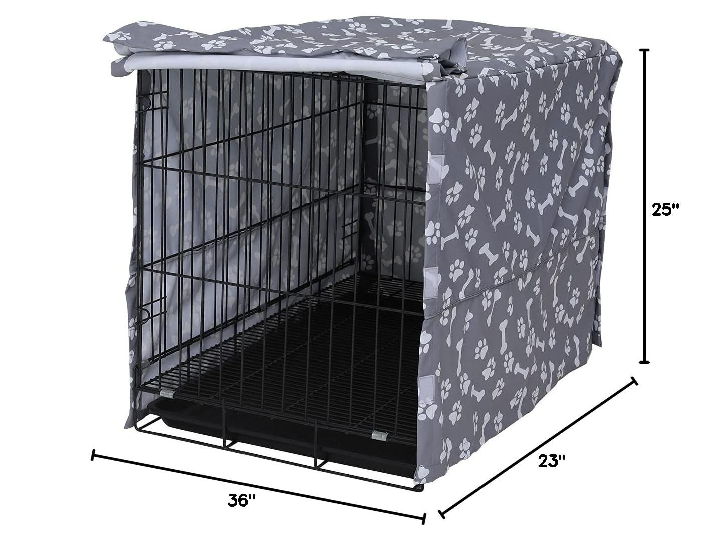 Durable Dog Crate Cover for 36-Inch Wire Crates - Easy On/Off Adjustable Kennel Cover (Sky Gray) - Perfect for Home, Travel & Stress Relief