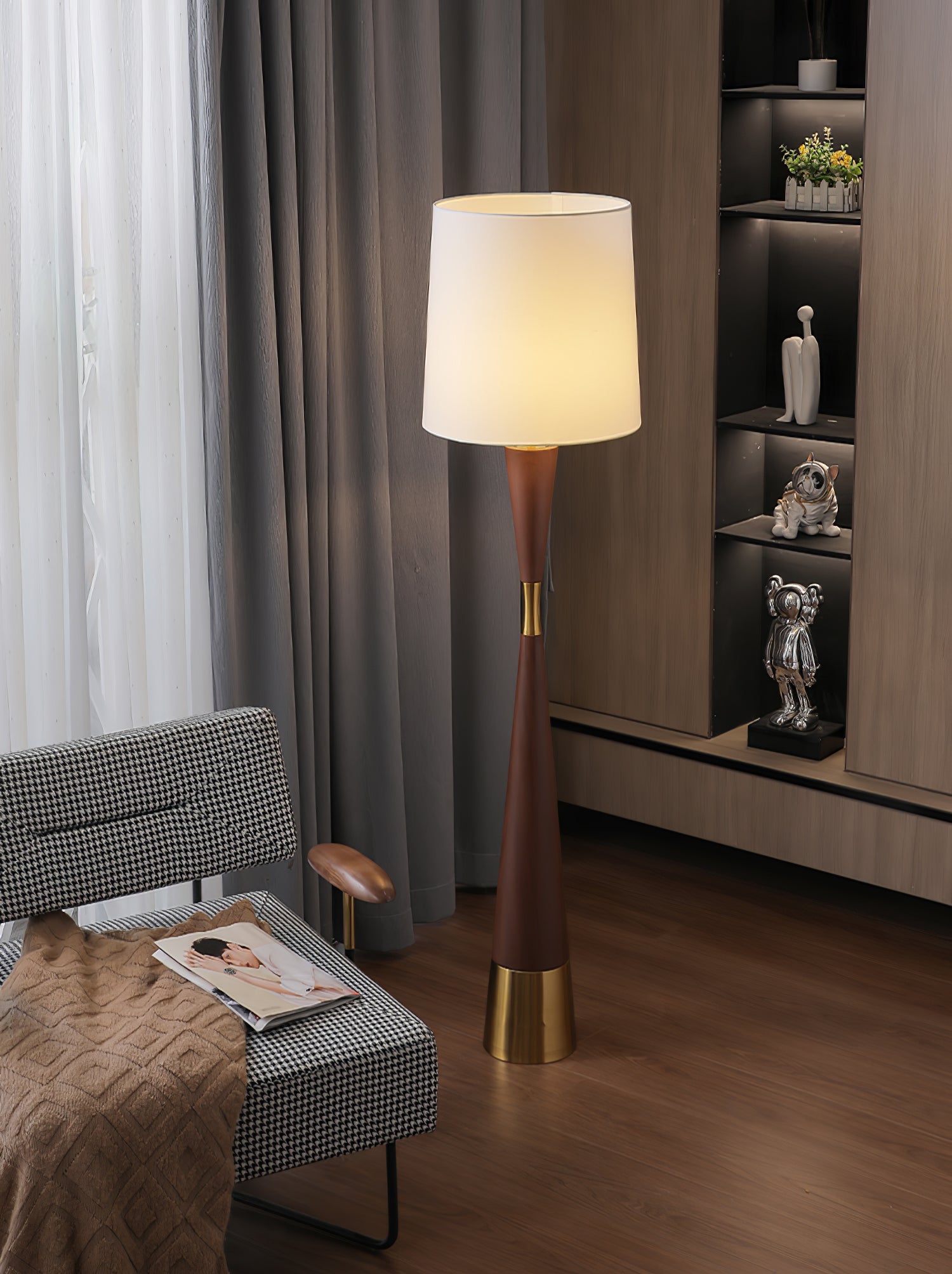 Modern Cone Waist Floor Lamp - Adjustable Standing Light for Living Room, Bedroom & Office - Warm White LED Reading Light with Remote Control - Perfect for Cozy Nights & Home Decor