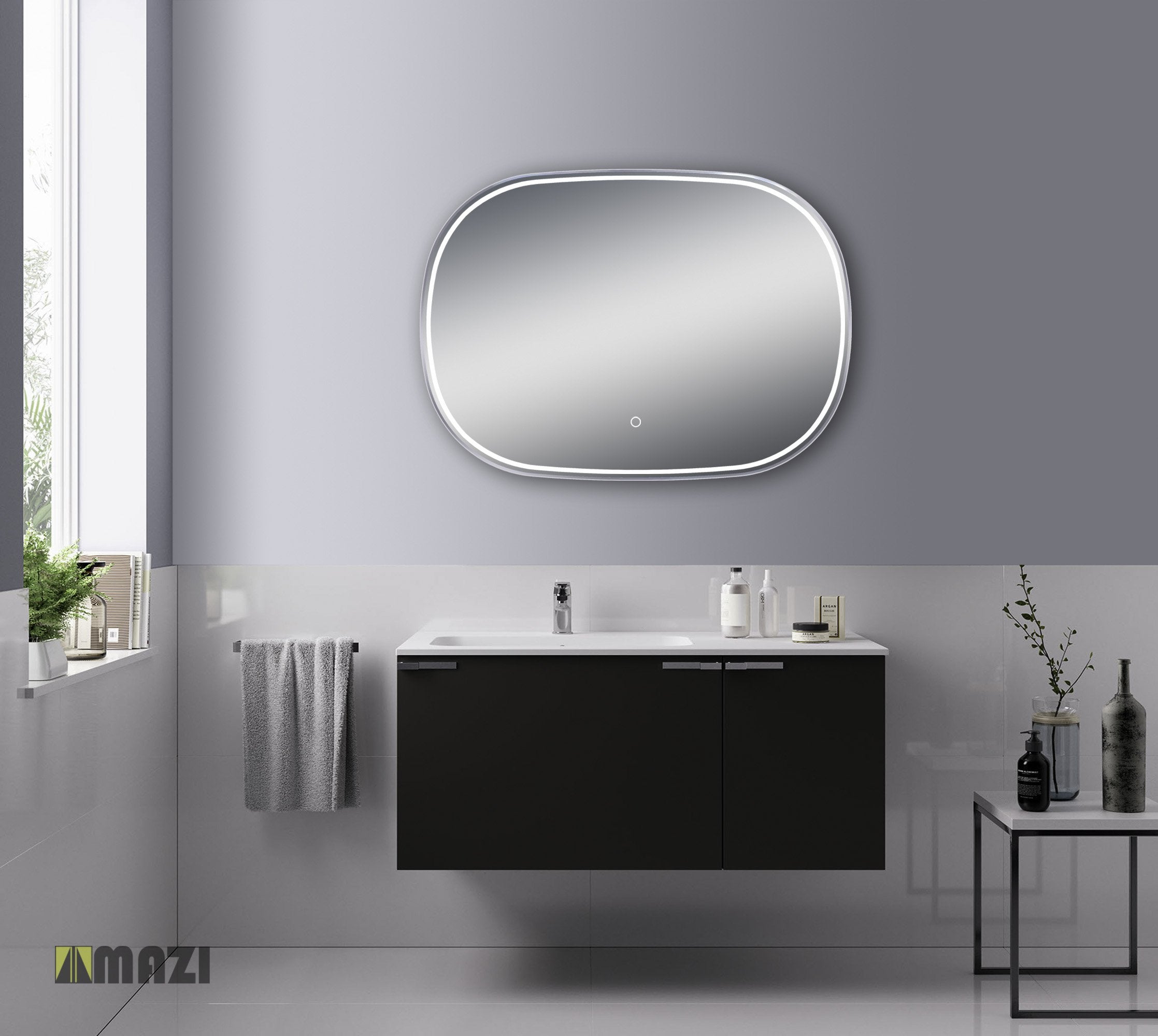 Kubazi 9060 LED Bathroom Mirror with Anti-Fog & Dimmable Light - Perfect for Vanity, Makeup, and Shaving - Modern Home Decor Essential