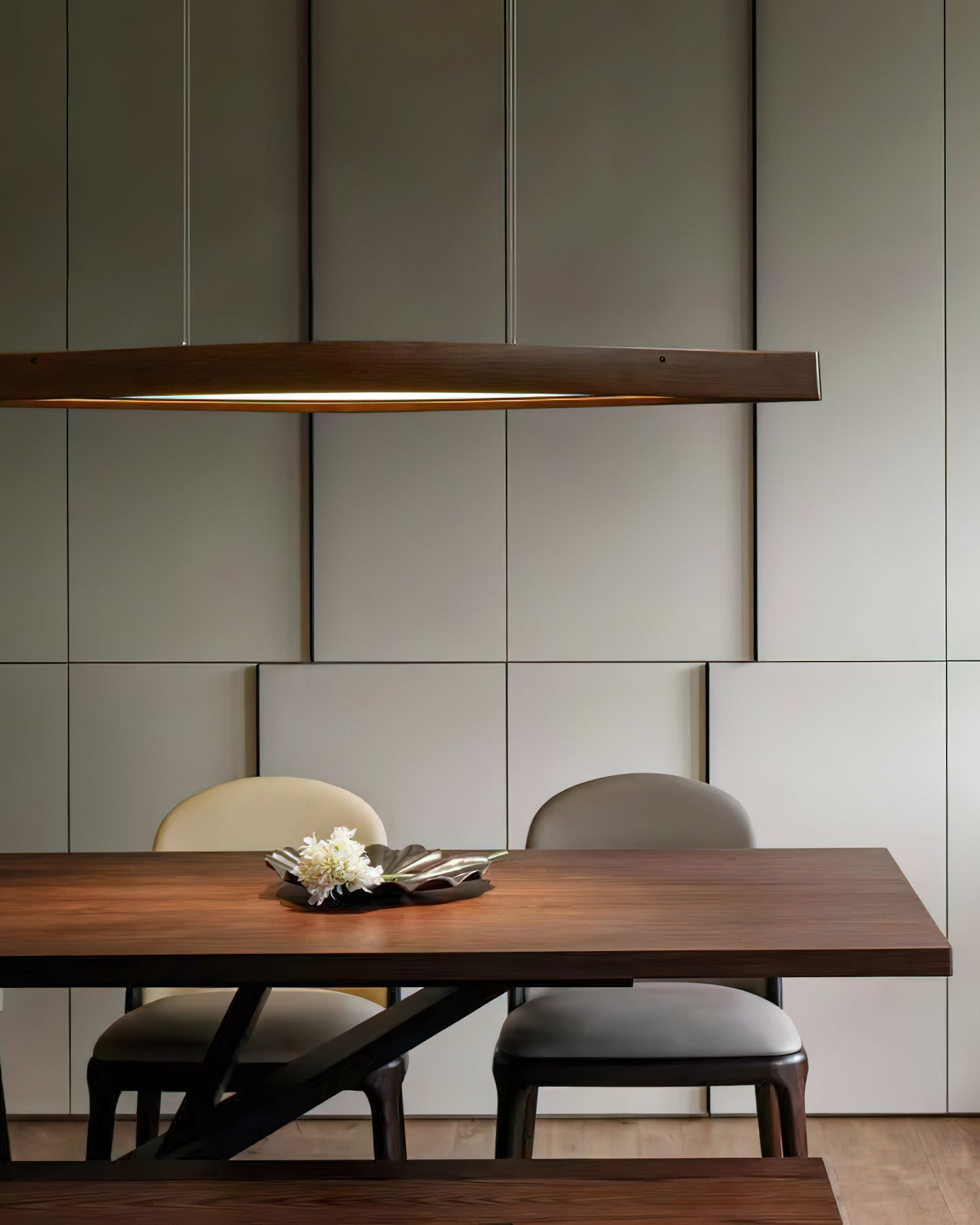 Horizon Linear Wood Pendant Light - Modern Scandinavian Wooden Hanging Lamp for Dining Room, Kitchen Island & Bedroom Lighting