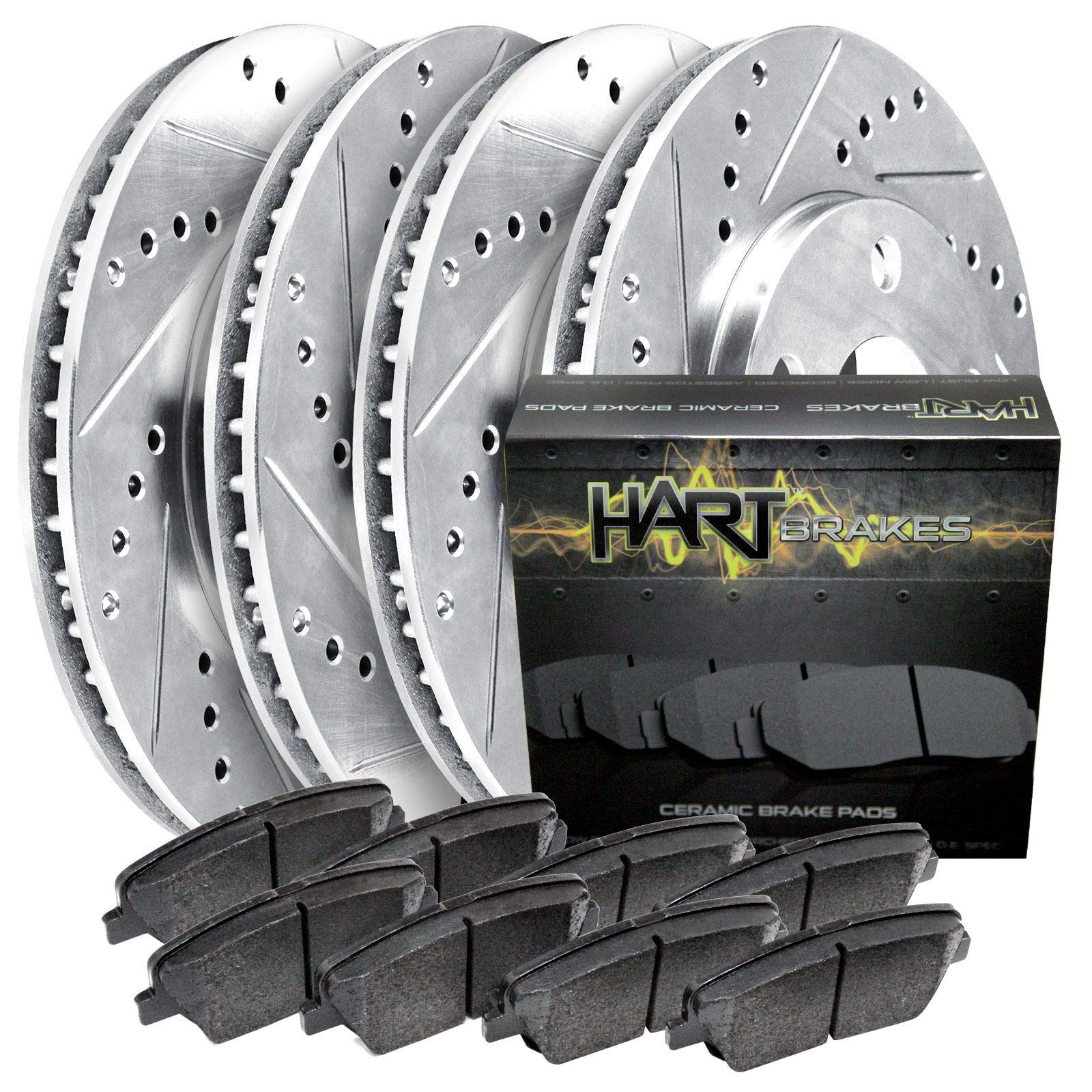 Hart Ceramic Brake Pads and Rotors Kit - Front & Rear Brake Set for 1986-1989 Toyota Celica | High-Performance Braking System | Perfect for Daily Commuting, City Driving & Highway Safety