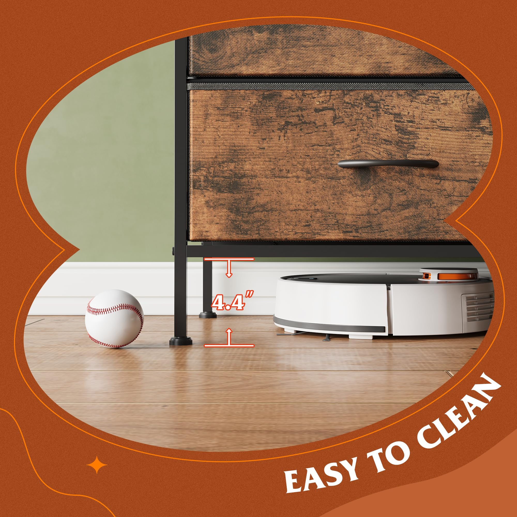 6-Drawer Fabric Dresser with Wooden Top - TV Stand for 50