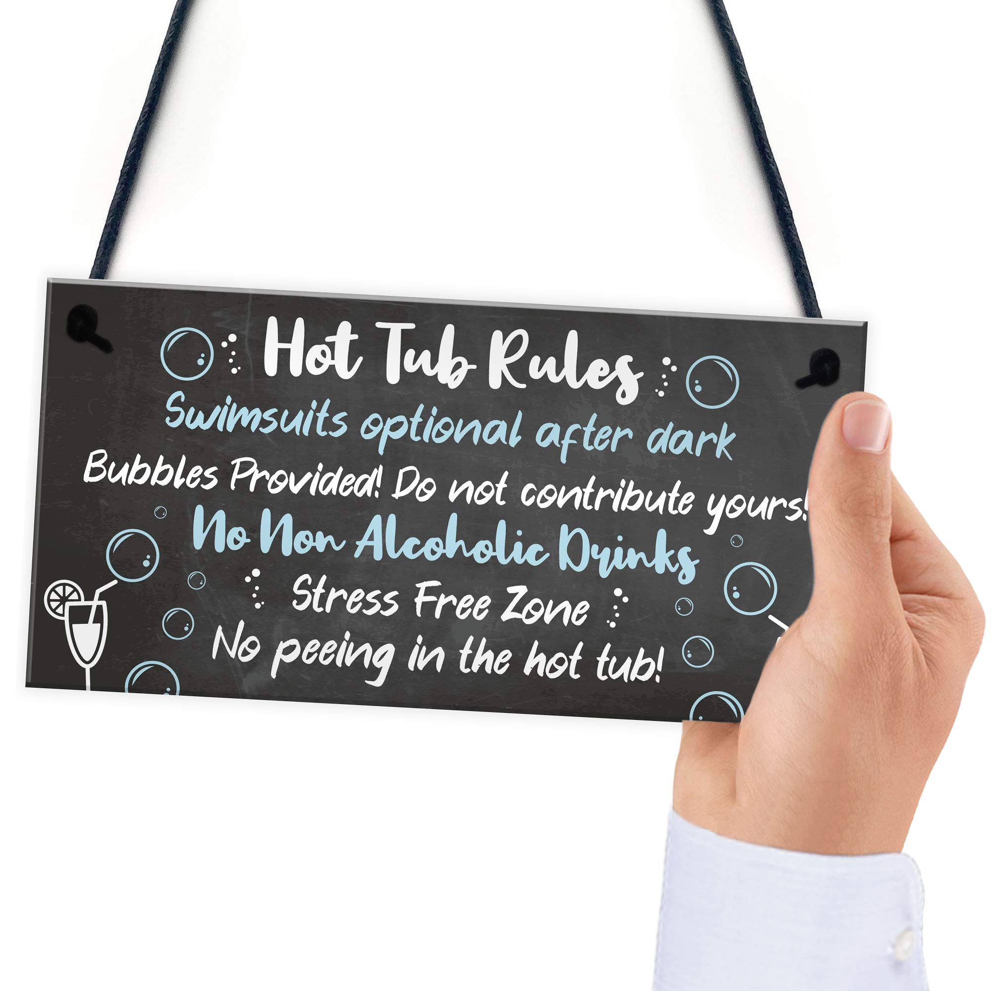 Hot Tub Rules Sign - Durable Outdoor Hot Tub Signs & Plaques for Pool, Shed, Summer House - Rustic Home Decor Gift for Hot Tub Owners & Enthusiasts - Perfect for Backyard, Patio, and Spa Areas