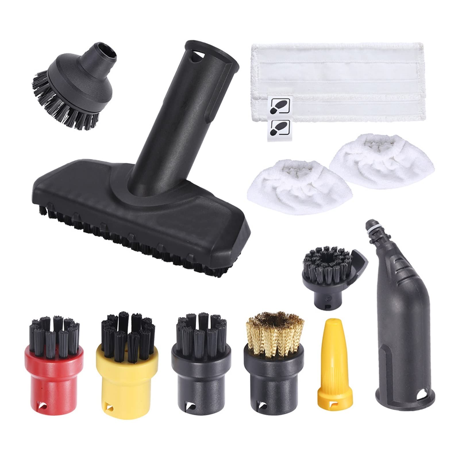 Karcher EasyFix SC1 SC2 SC3 SC4 SC5 Series Steam Cleaner Replacement Nozzle Brush Heads - Small & Large Round Cleaning Brushes - Perfect for Kitchen, Bathroom & Car Detailing (1-Pack)